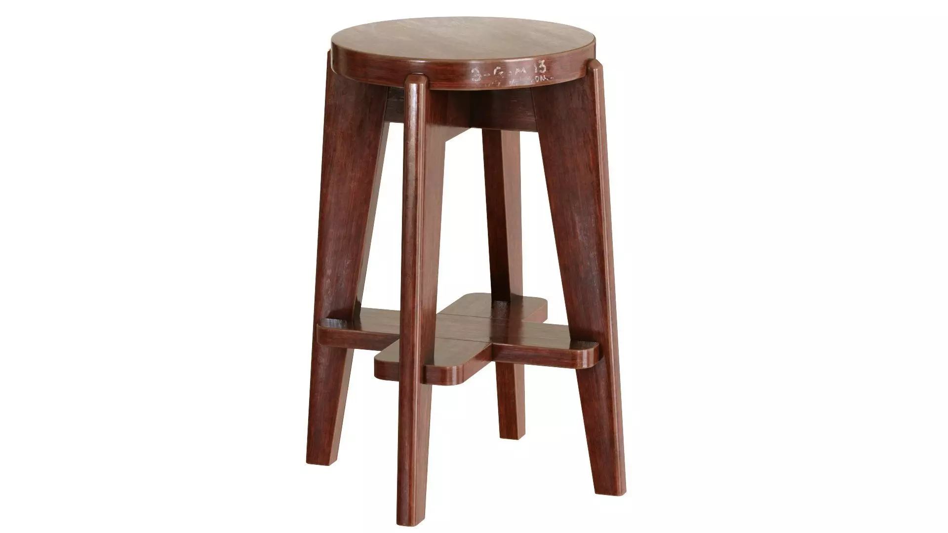 Pierre Jeanneret Counter Stool 3D model_0