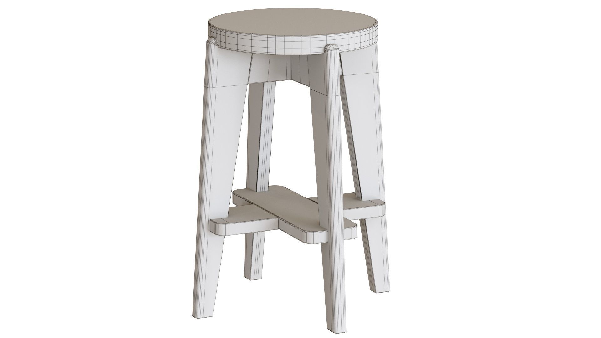 Pierre Jeanneret Counter Stool 3D model_14