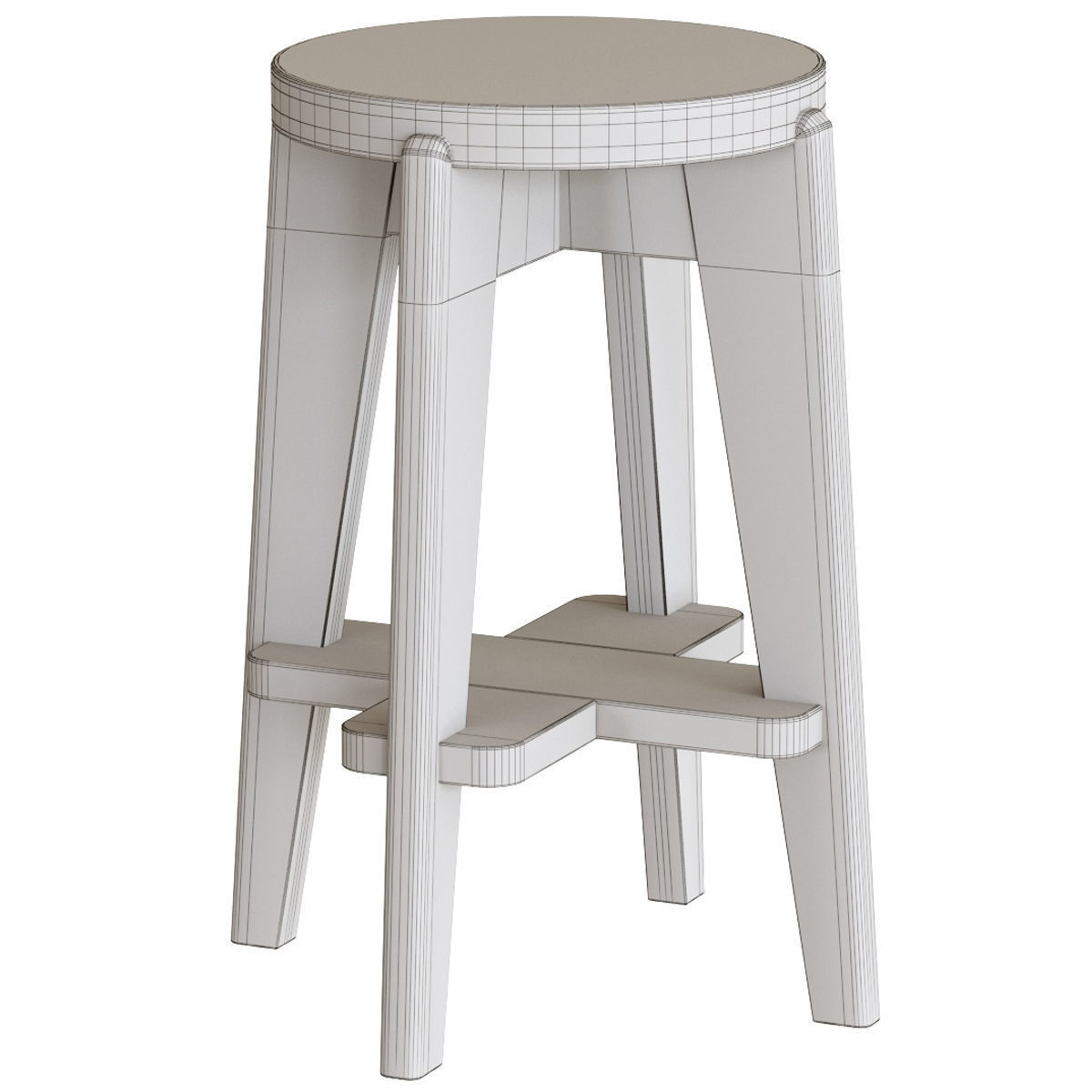 Pierre Jeanneret Counter Stool 3D model_27