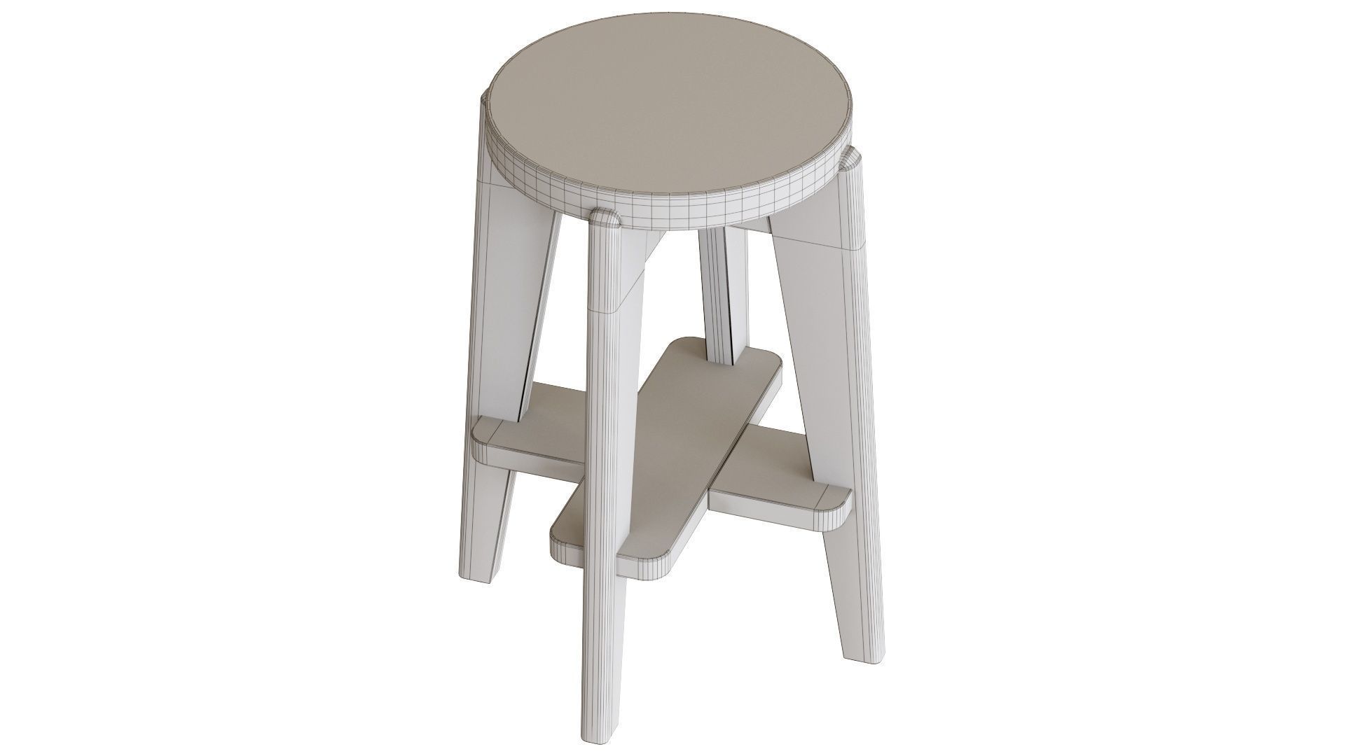 Pierre Jeanneret Counter Stool 3D model_19