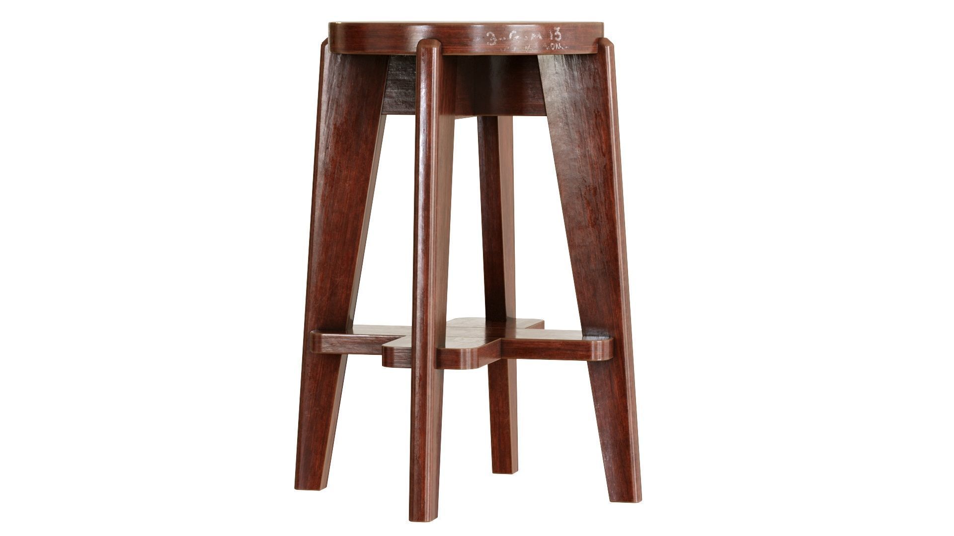 Pierre Jeanneret Counter Stool 3D model_6