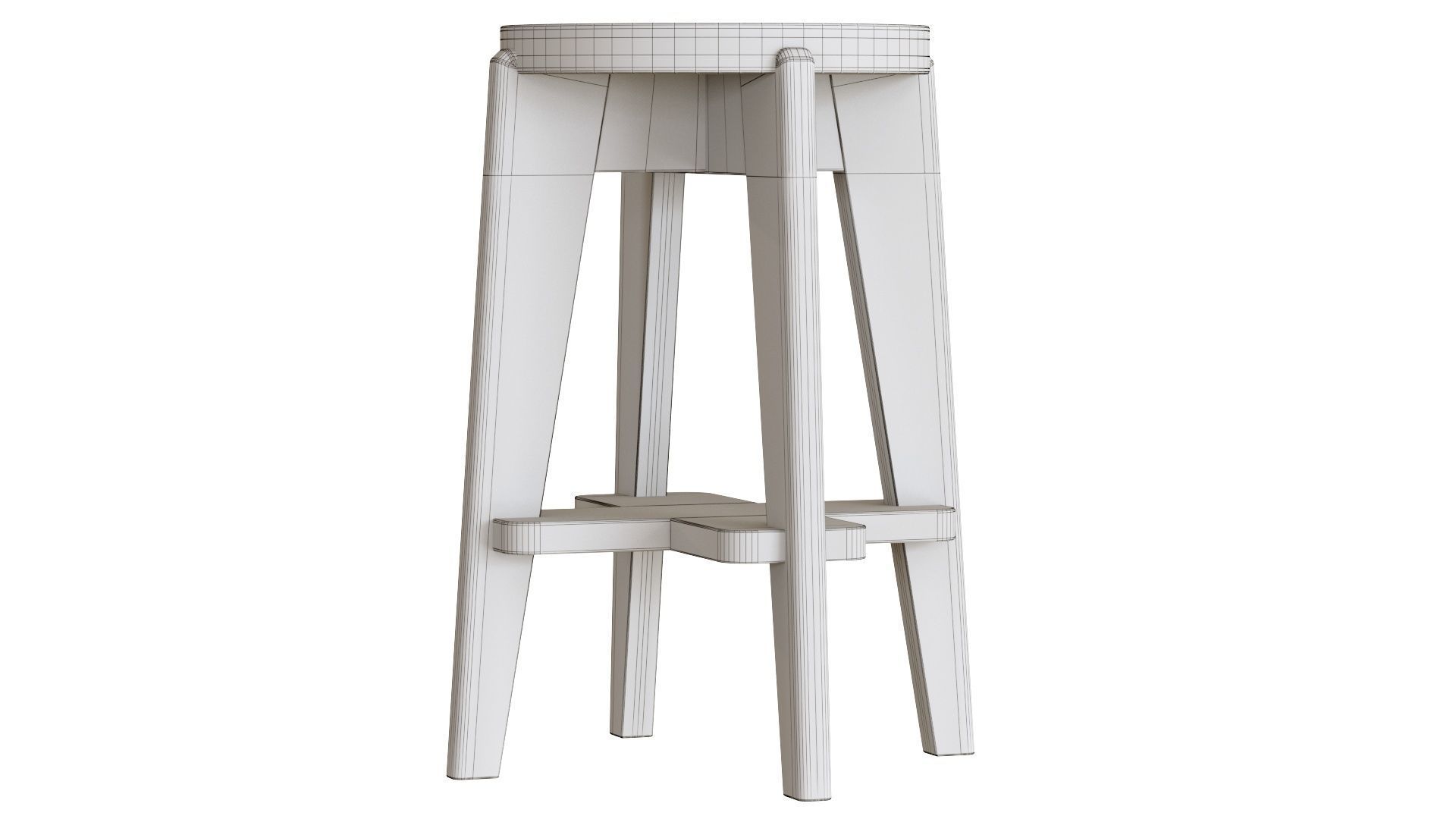 Pierre Jeanneret Counter Stool 3D model_18