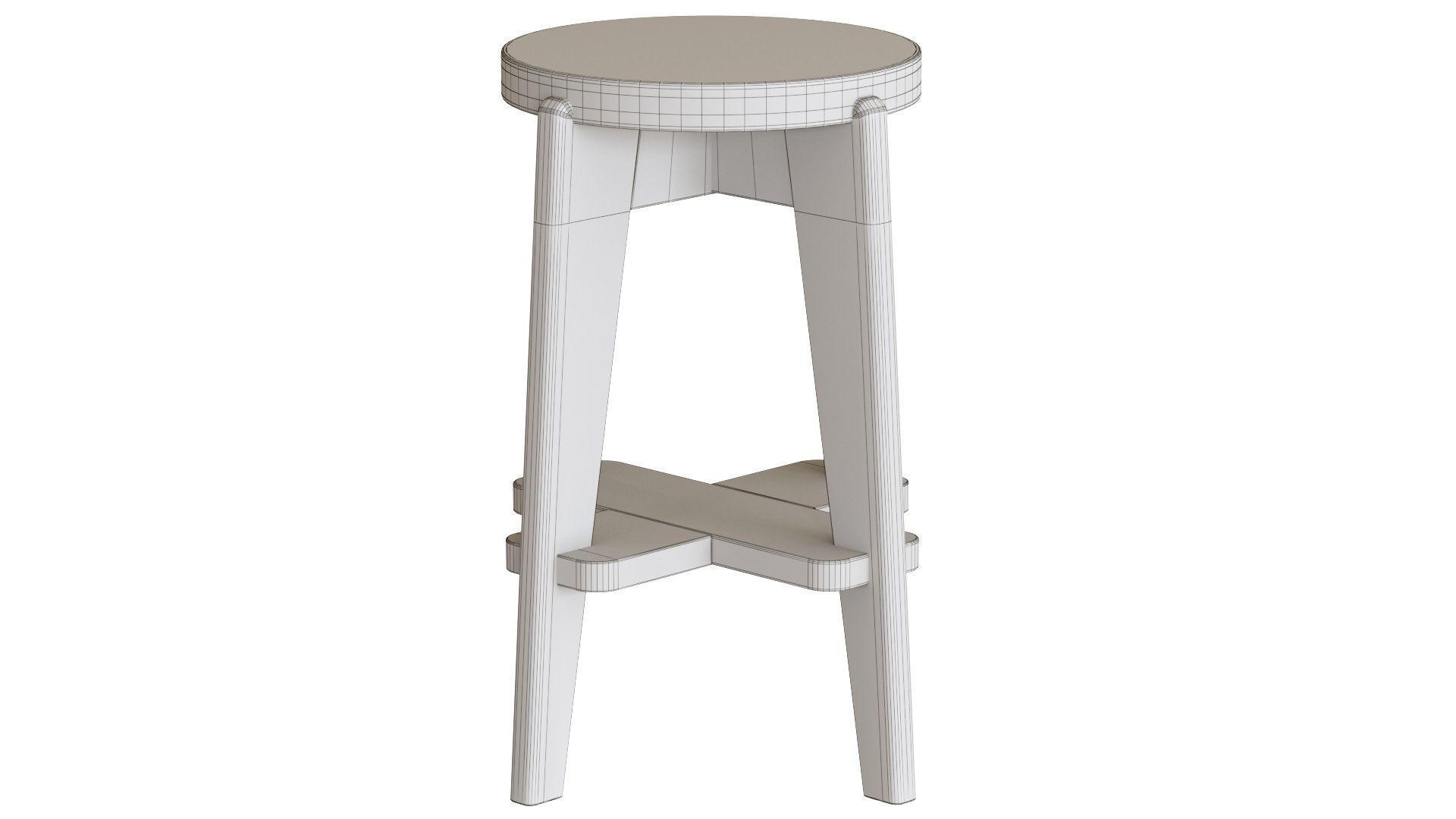 Pierre Jeanneret Counter Stool 3D model_13