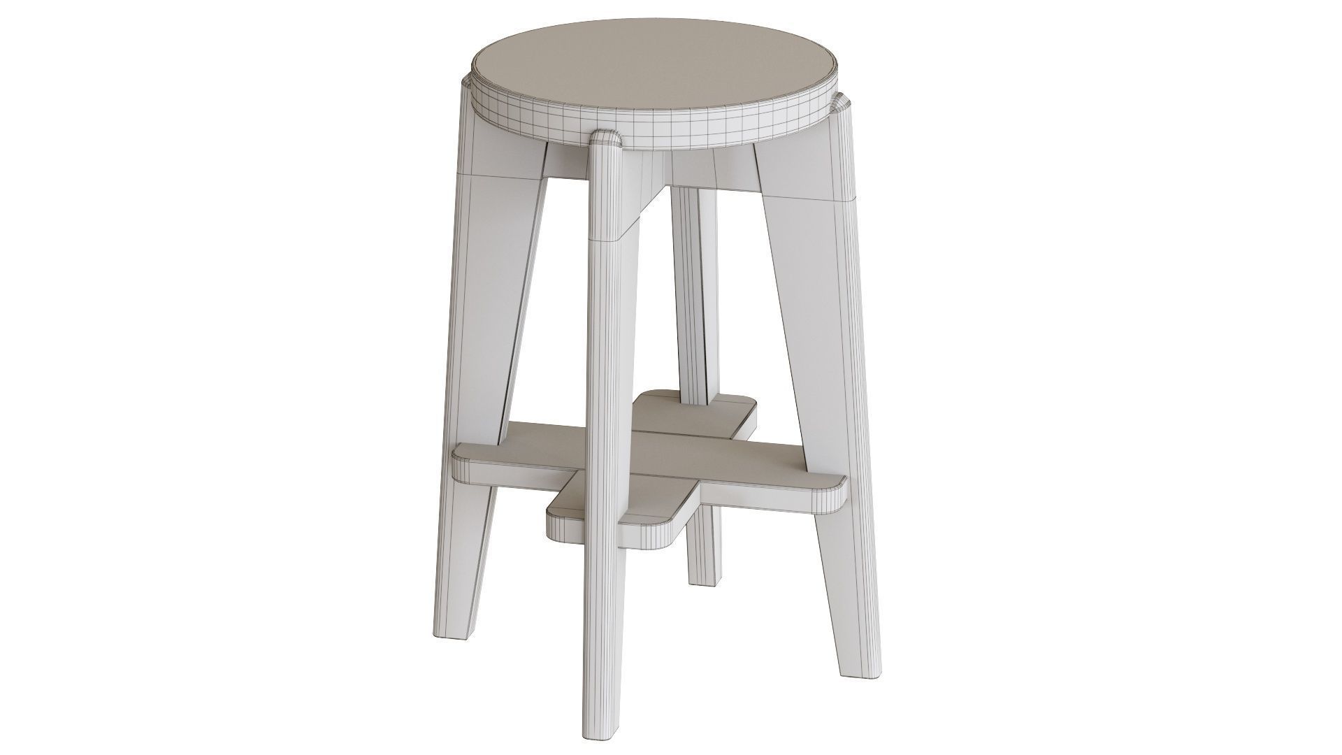 Pierre Jeanneret Counter Stool 3D model_15