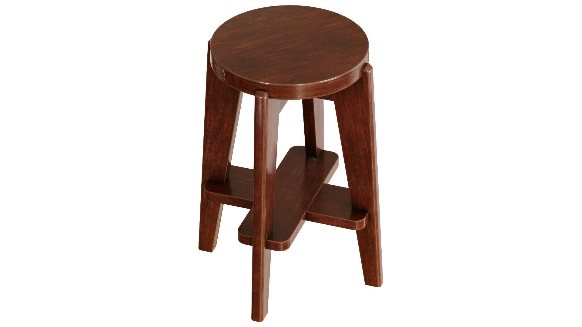 Pierre Jeanneret Counter Stool 3D model_8