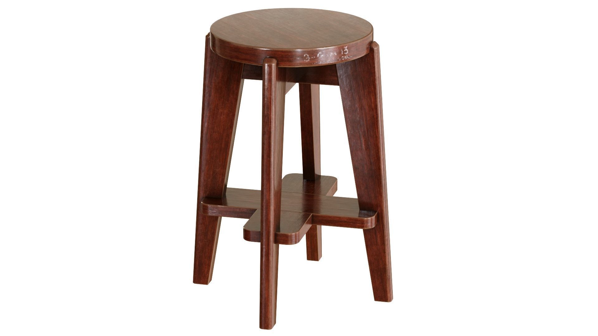 Pierre Jeanneret Counter Stool 3D model_4