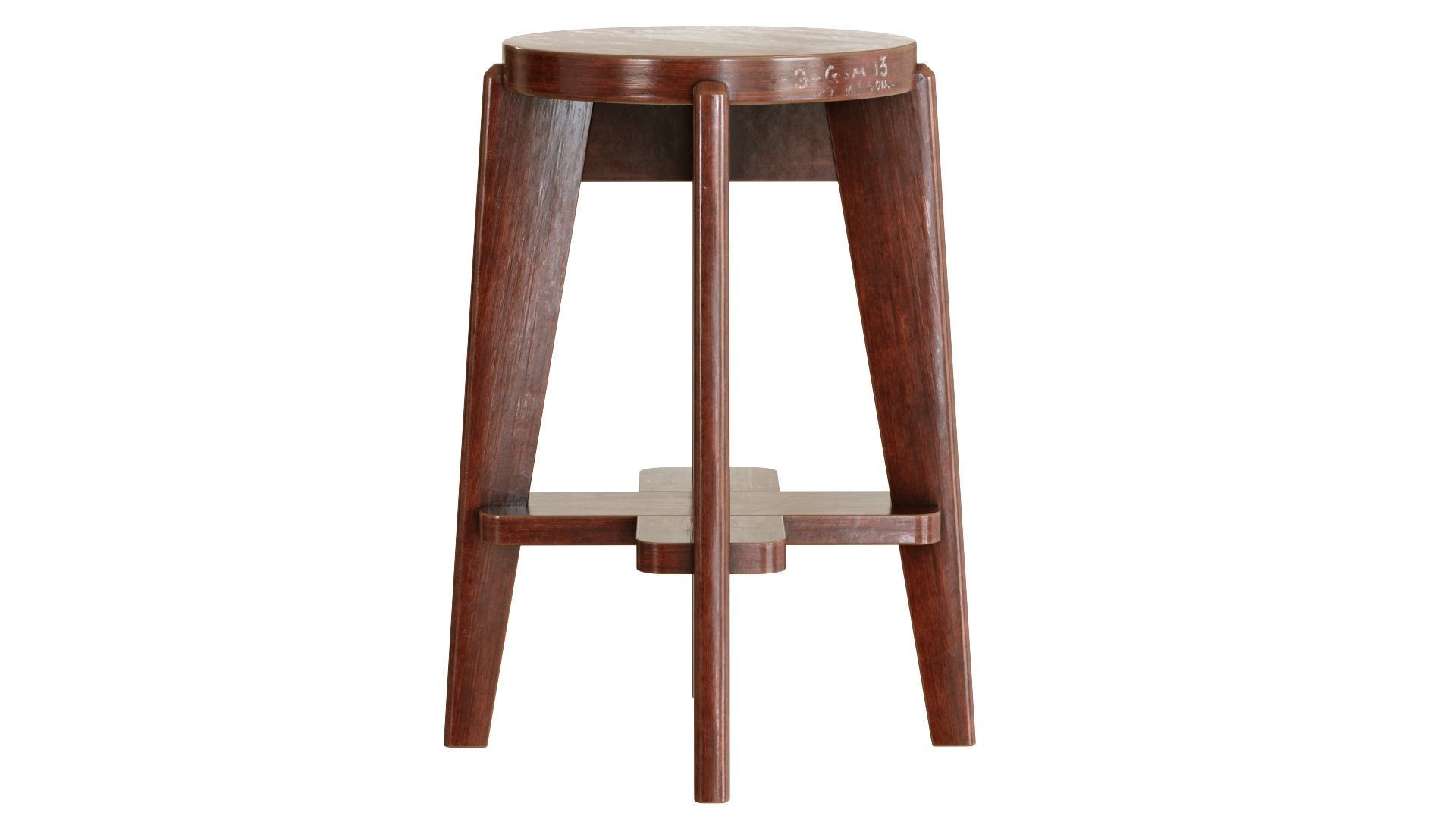 Pierre Jeanneret Counter Stool 3D model_5