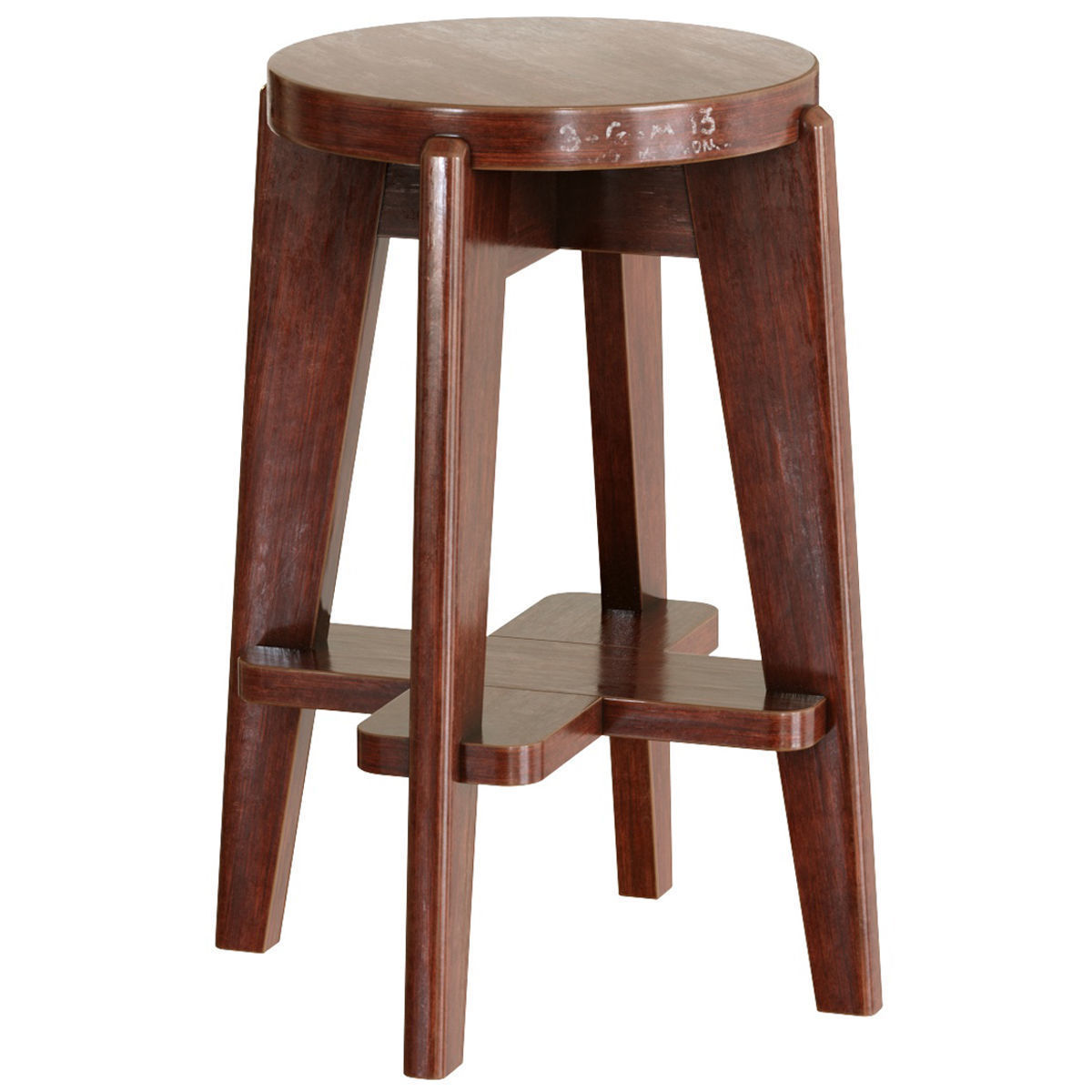 Pierre Jeanneret Counter Stool 3D model_22