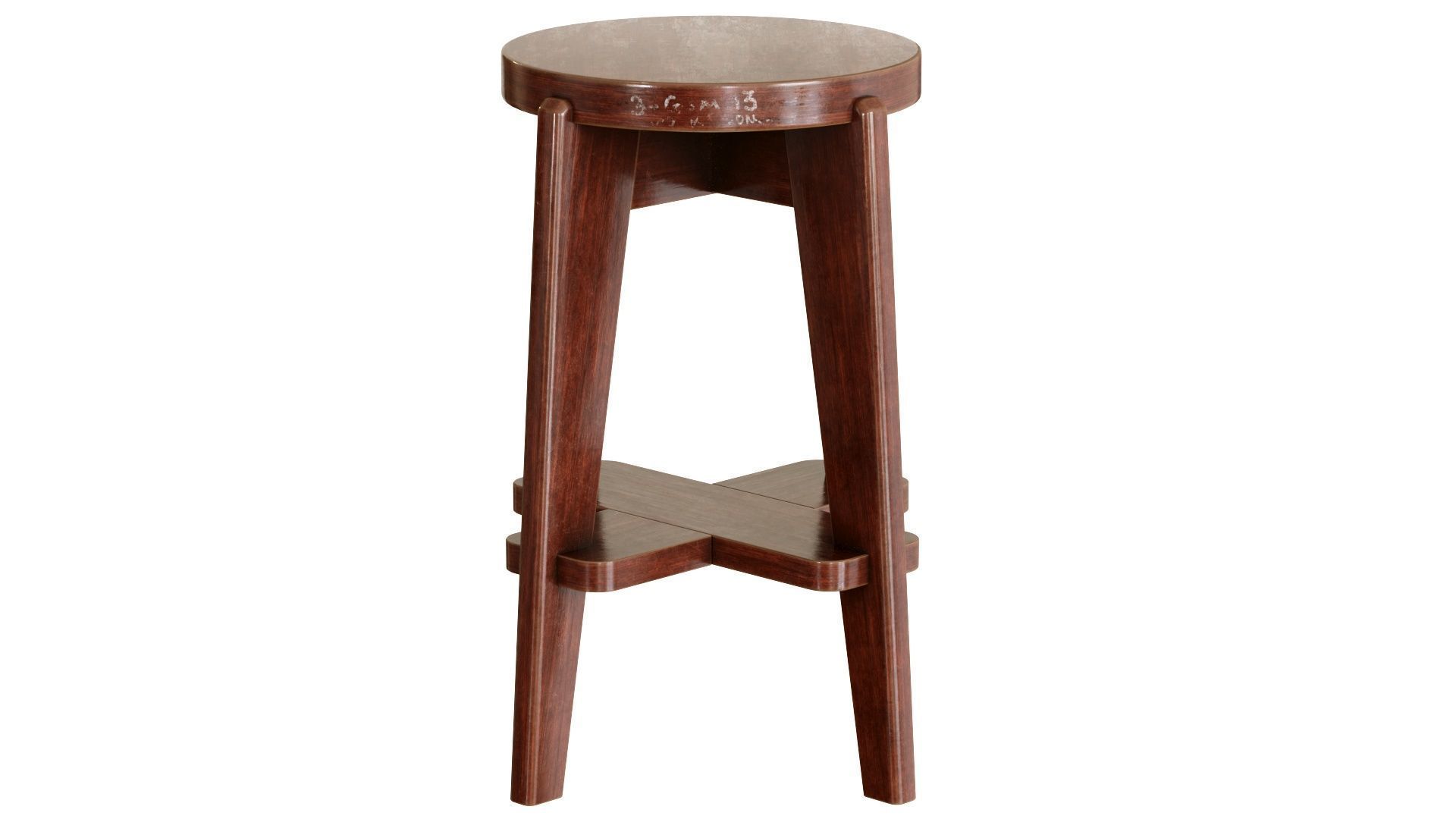 Pierre Jeanneret Counter Stool 3D model_2