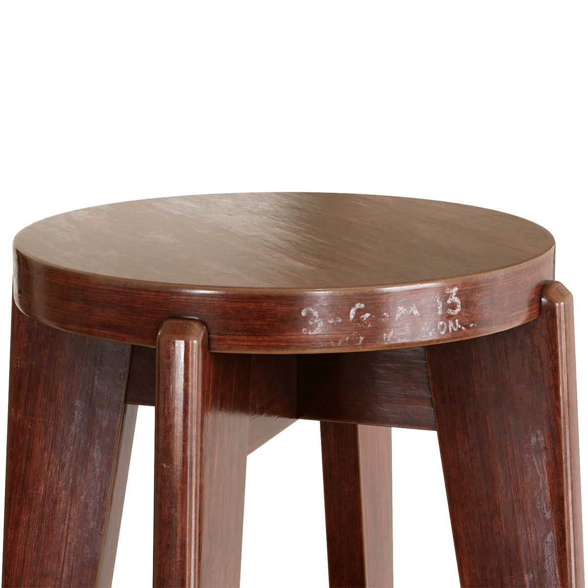 Pierre Jeanneret Counter Stool 3D model_26