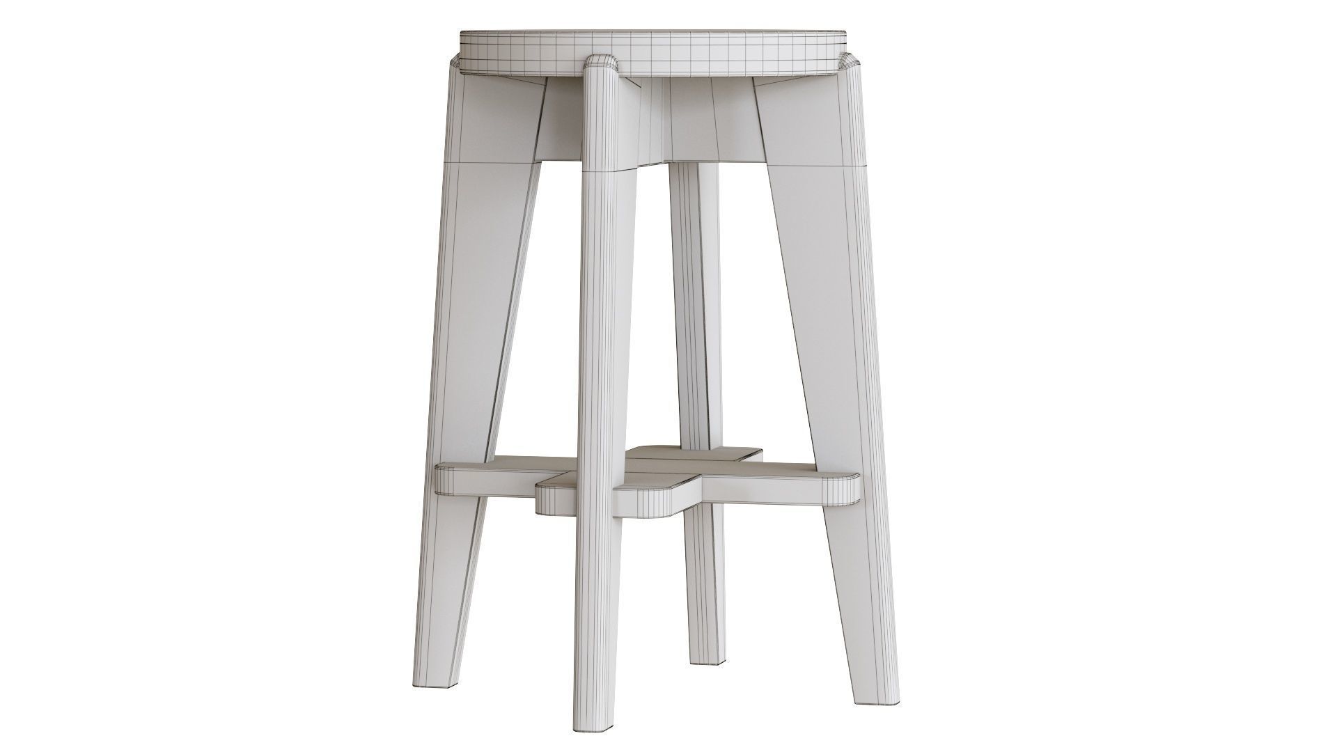 Pierre Jeanneret Counter Stool 3D model_17