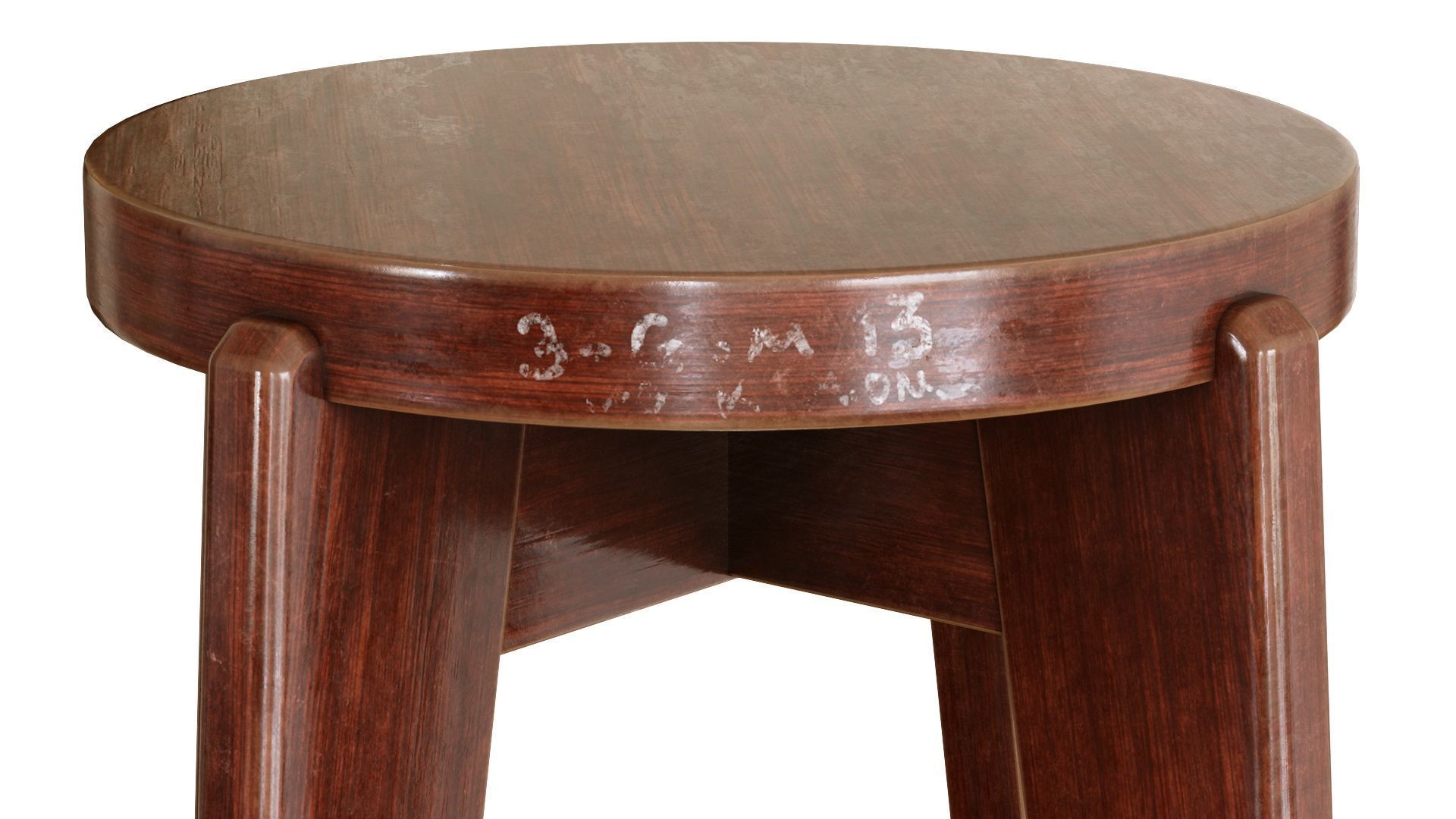 Pierre Jeanneret Counter Stool 3D model_10