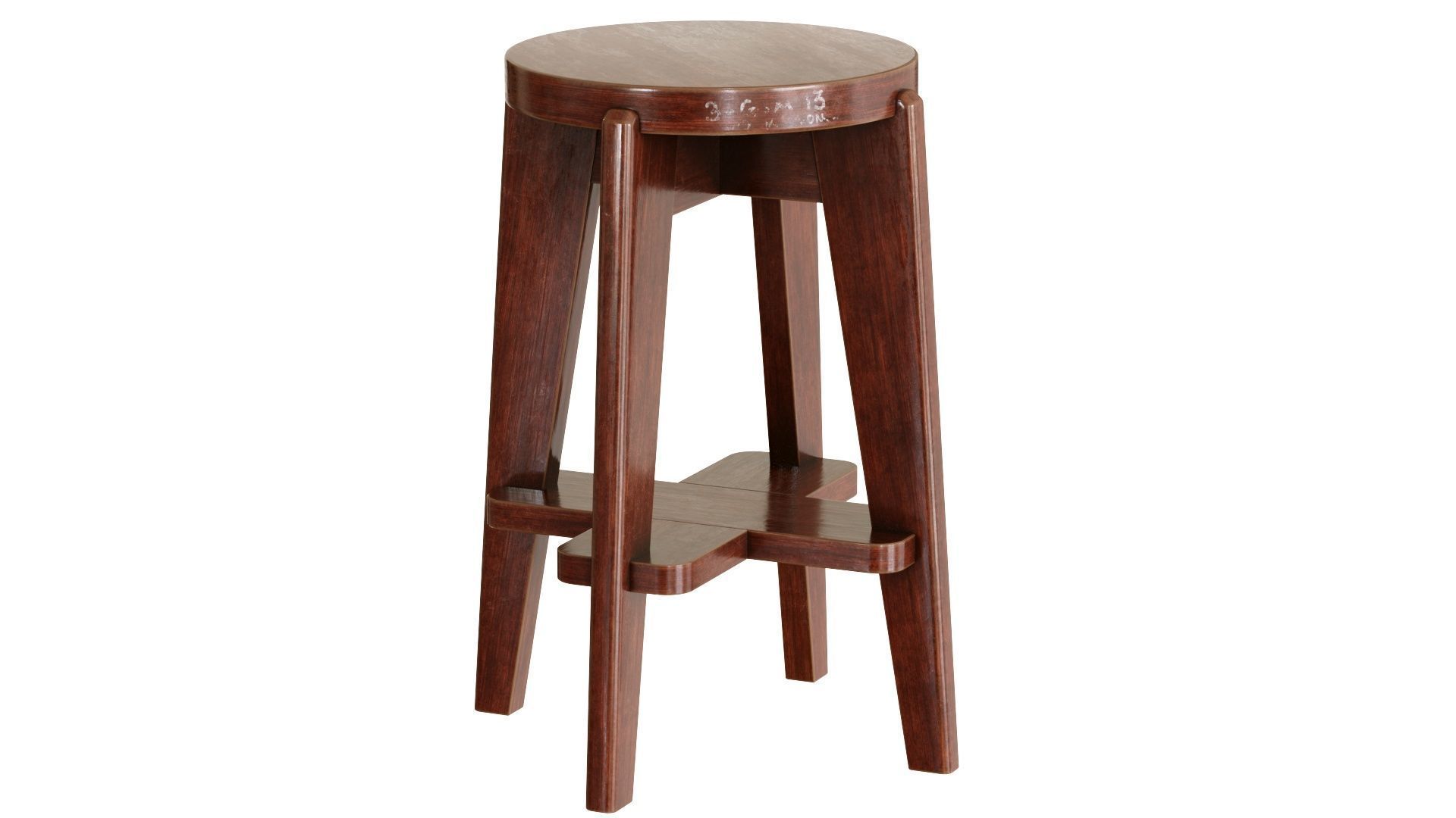 Pierre Jeanneret Counter Stool 3D model_1