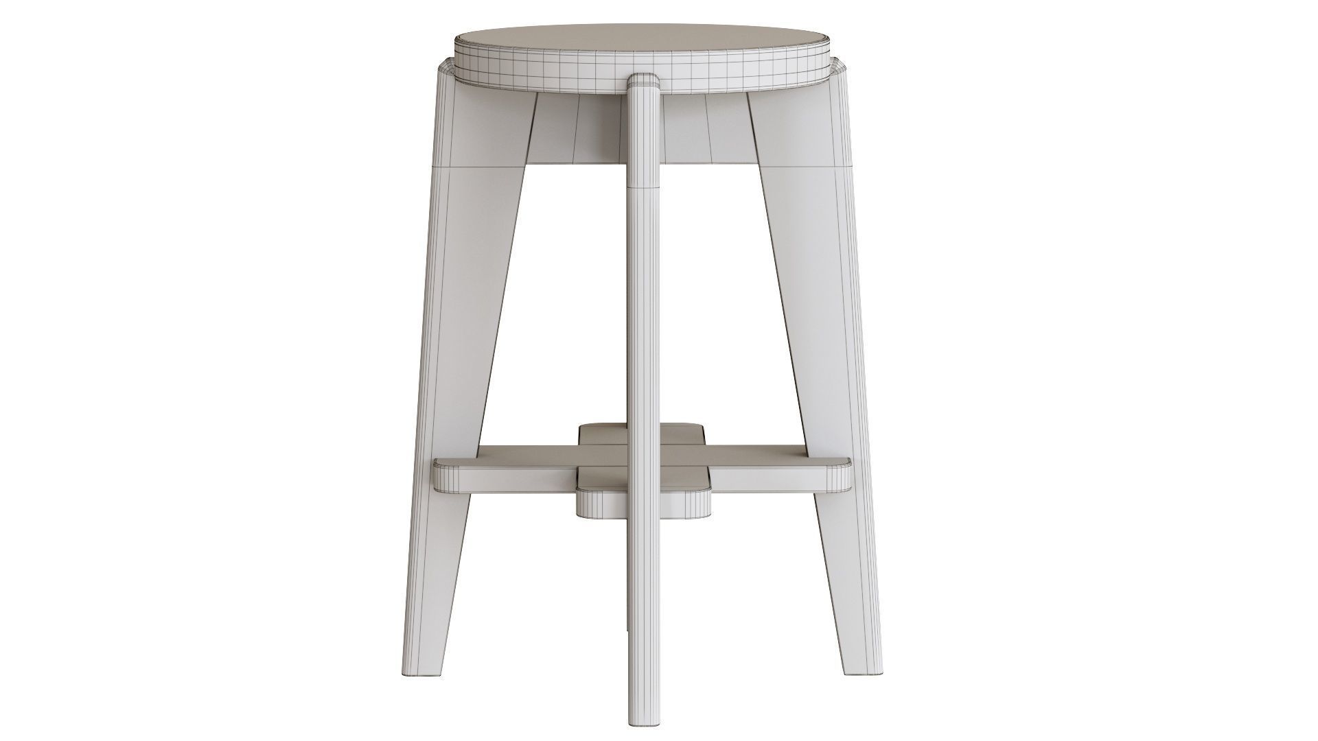 Pierre Jeanneret Counter Stool 3D model_16