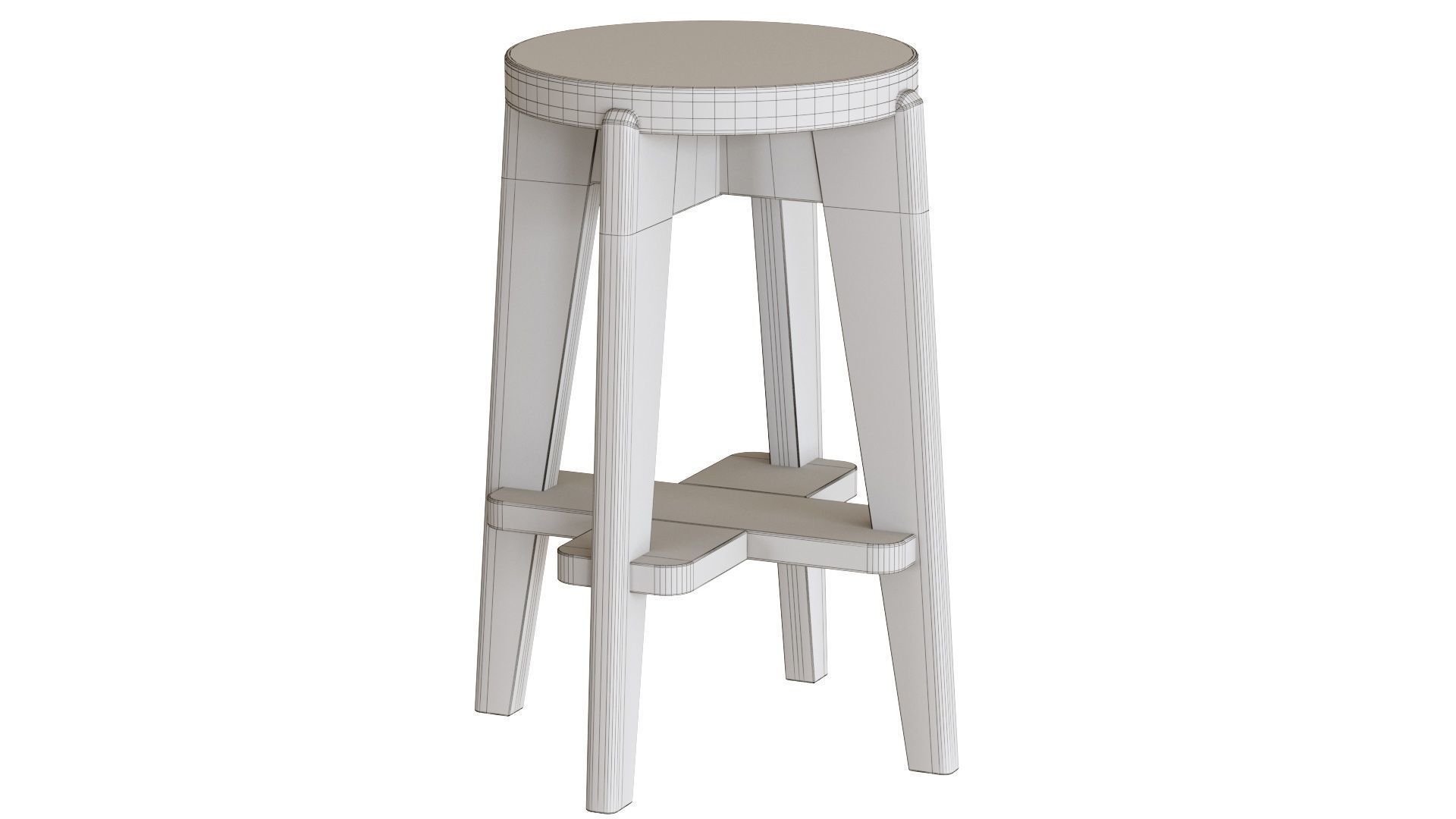 Pierre Jeanneret Counter Stool 3D model_12