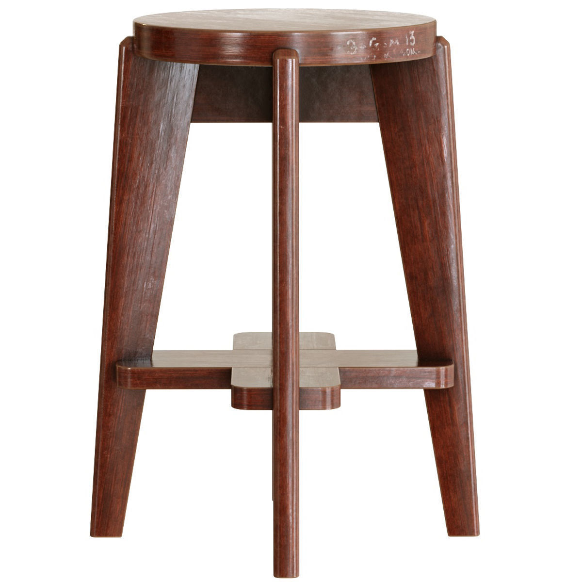 Pierre Jeanneret Counter Stool 3D model_23