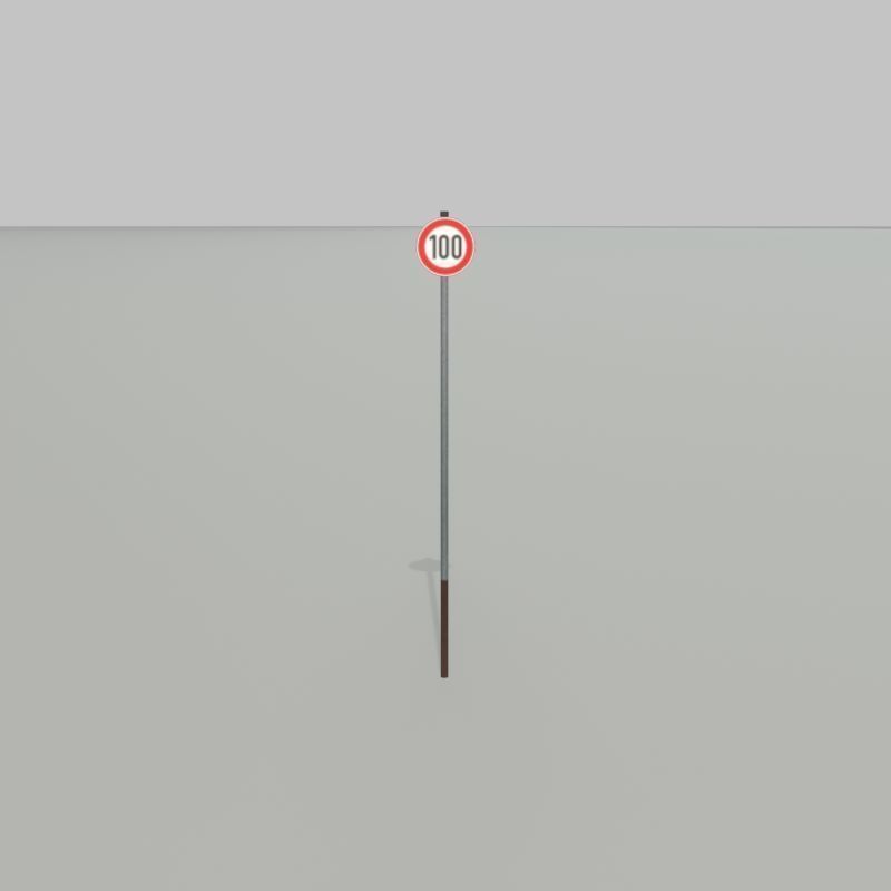 Traffic sign 274-100 Speed limit 100 km h Size 1 Low-poly 3D model_21