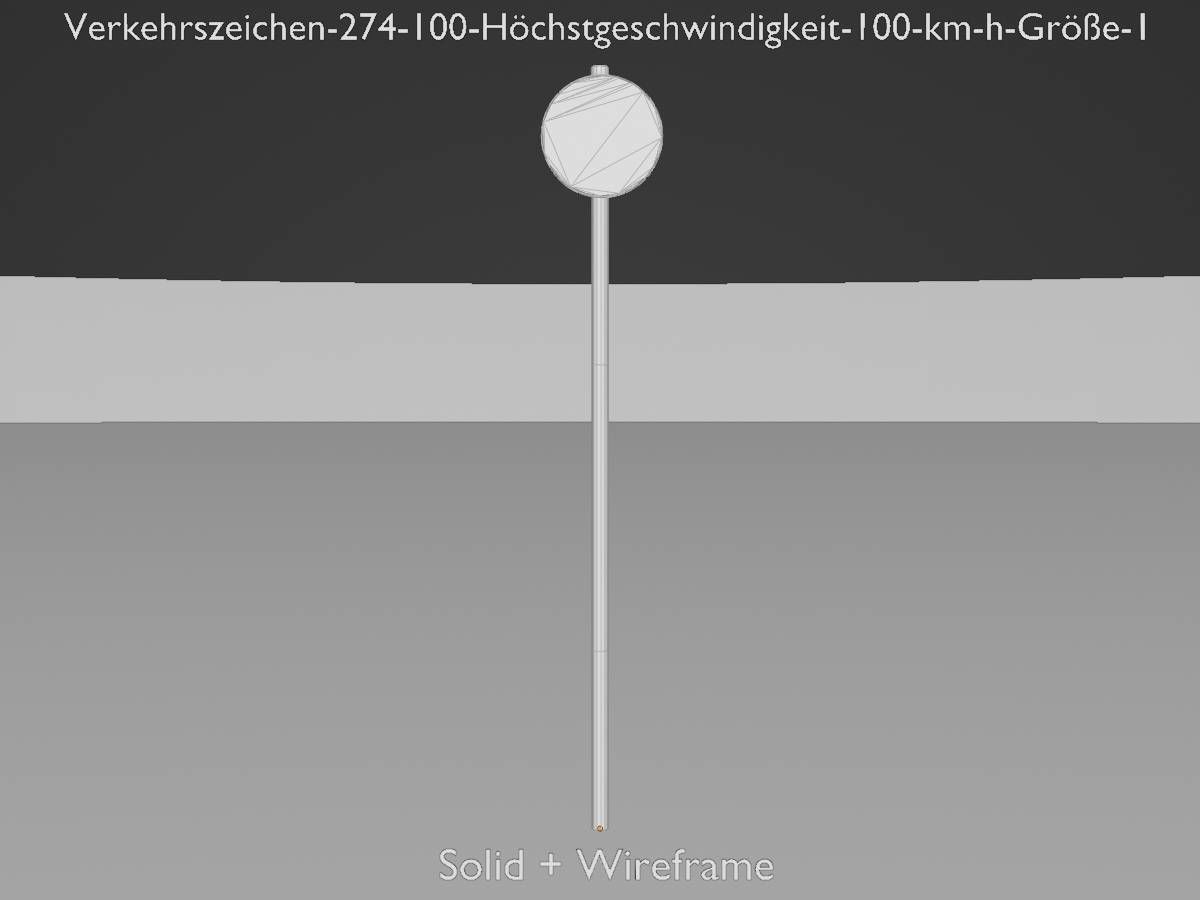 Traffic sign 274-100 Speed limit 100 km h Size 1 Low-poly 3D model_12
