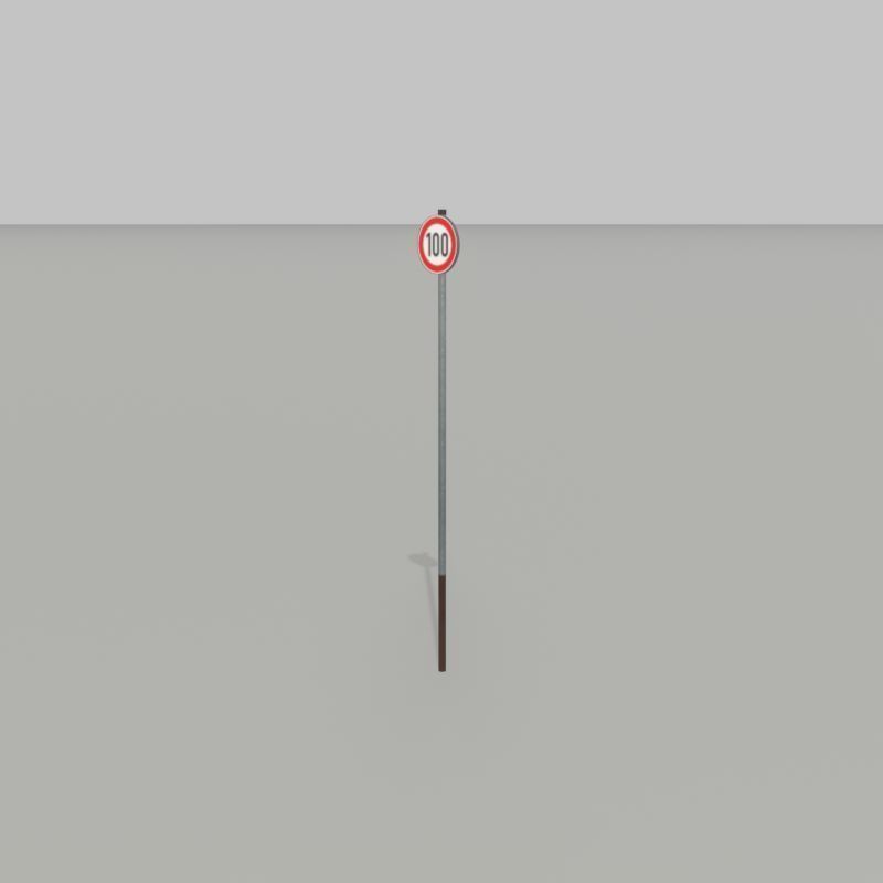 Traffic sign 274-100 Speed limit 100 km h Size 1 Low-poly 3D model_29