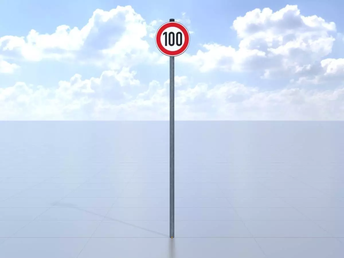 Traffic sign 274-100 Speed limit 100 km h Size 1 Low-poly 3D model_0