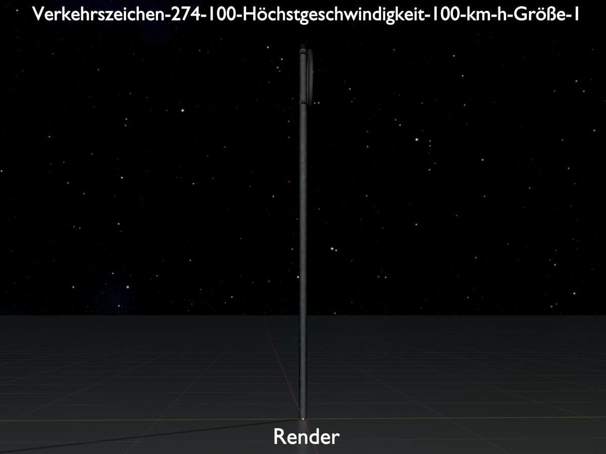 Traffic sign 274-100 Speed limit 100 km h Size 1 Low-poly 3D model_16