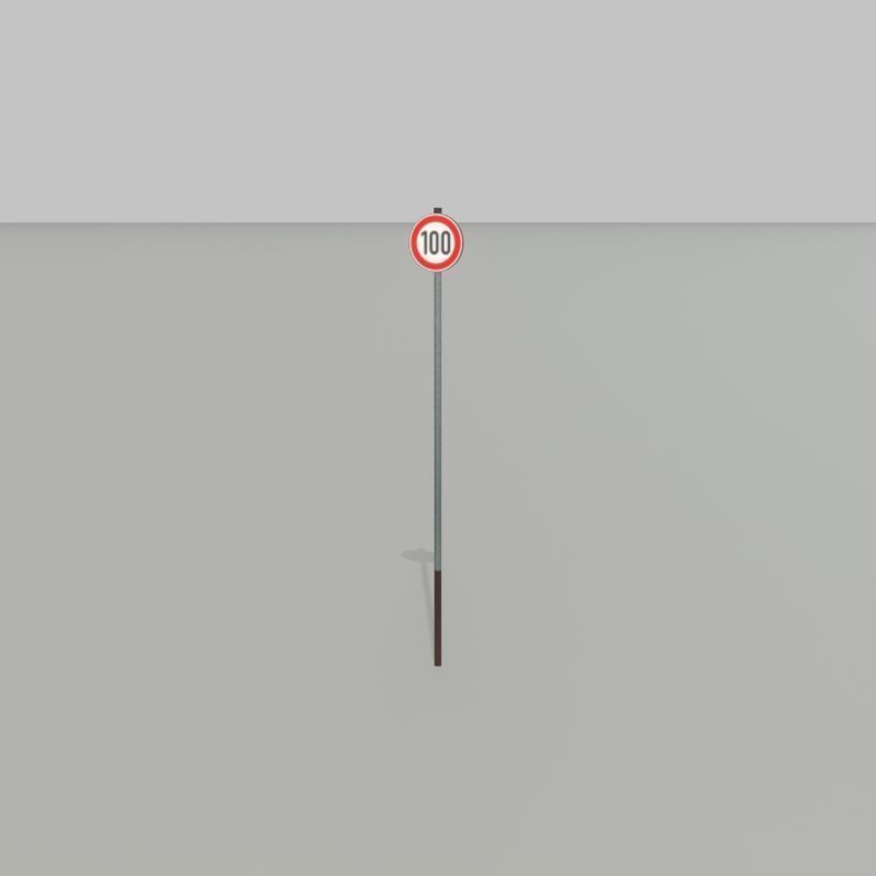 Traffic sign 274-100 Speed limit 100 km h Size 1 Low-poly 3D model_28