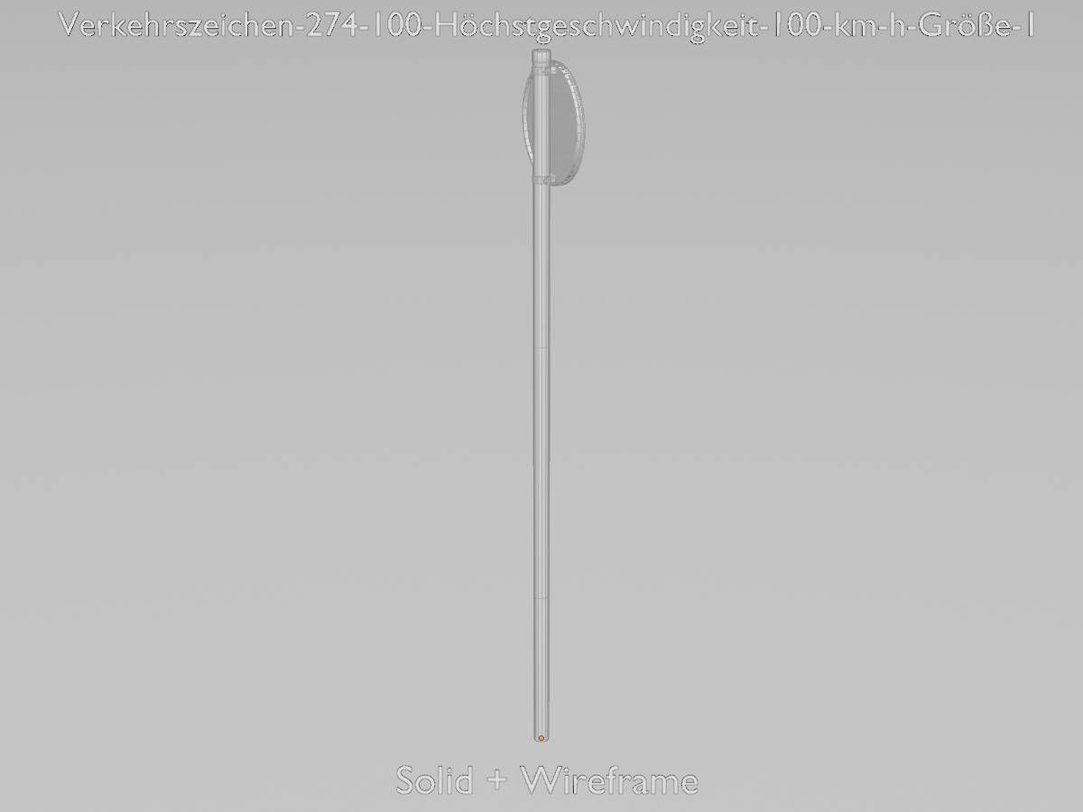 Traffic sign 274-100 Speed limit 100 km h Size 1 Low-poly 3D model_11