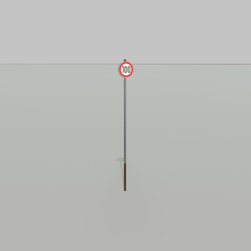 Traffic sign 274-100 Speed limit 100 km h Size 1 Low-poly 3D model_27