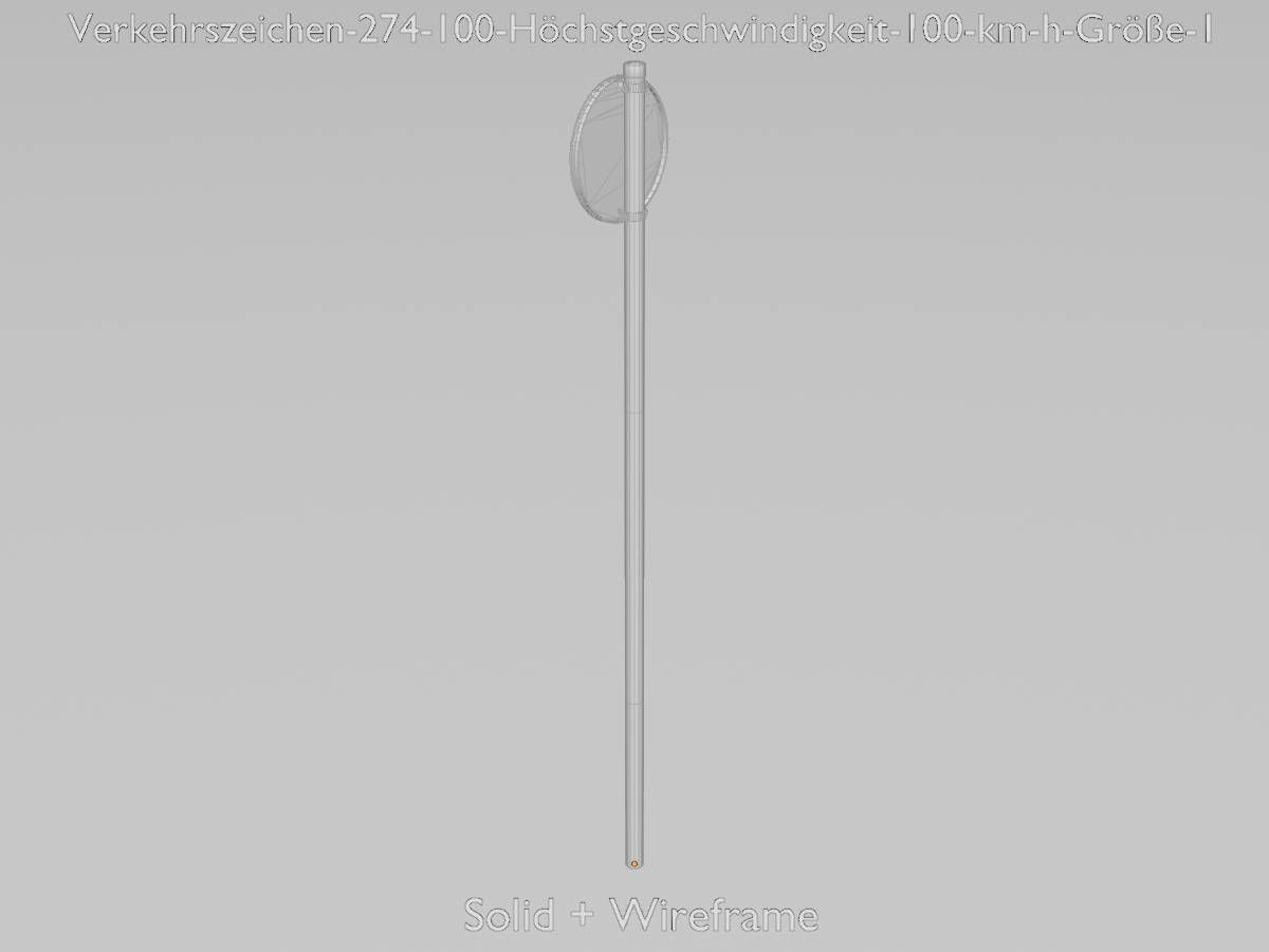 Traffic sign 274-100 Speed limit 100 km h Size 1 Low-poly 3D model_10