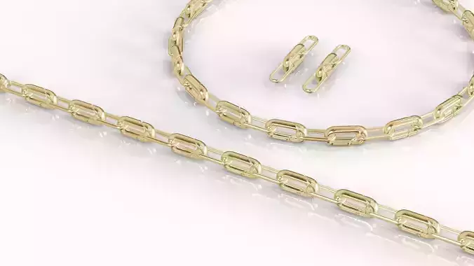 Jewelry Necklace Bracelet Earring Gold Set Editable 3DM