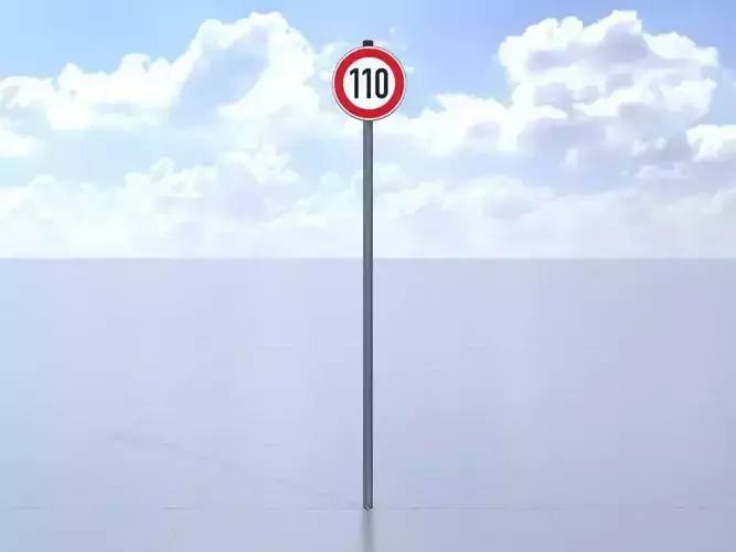 Traffic sign 274-110 Speed limit 110 km h Size 1 Low-poly 3D model