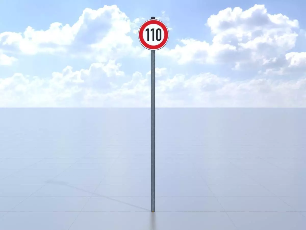 Traffic sign 274-110 Speed limit 110 km h Size 1 Low-poly 3D model_0