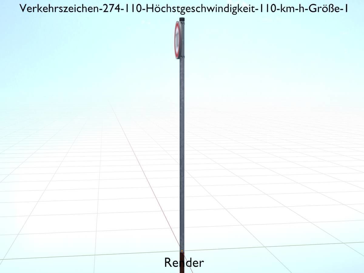 Traffic sign 274-110 Speed limit 110 km h Size 1 Low-poly 3D model_18