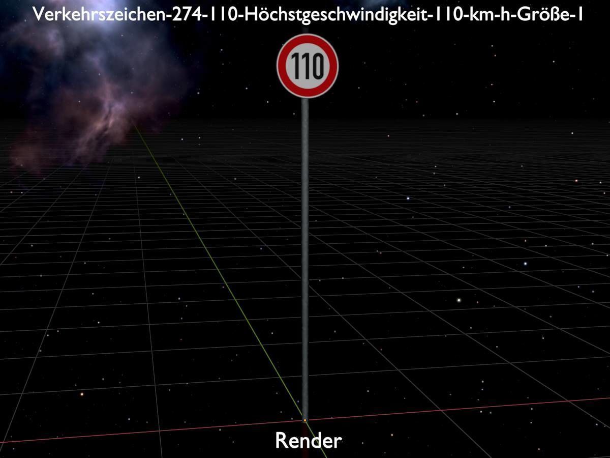 Traffic sign 274-110 Speed limit 110 km h Size 1 Low-poly 3D model_17
