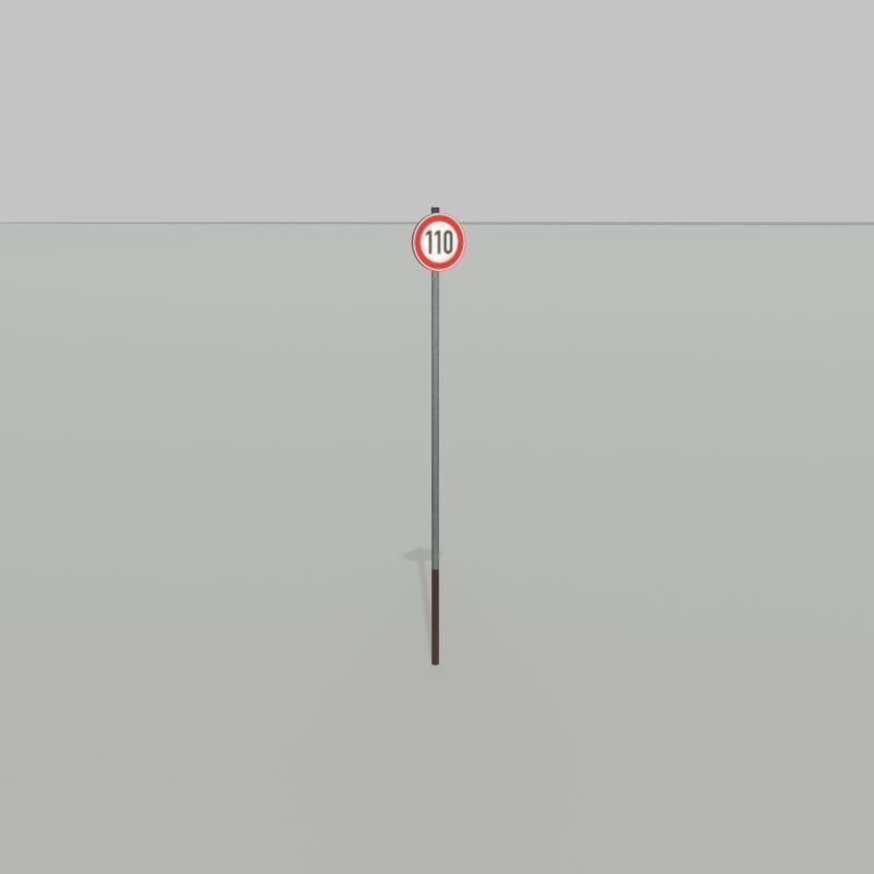 Traffic sign 274-110 Speed limit 110 km h Size 1 Low-poly 3D model_27