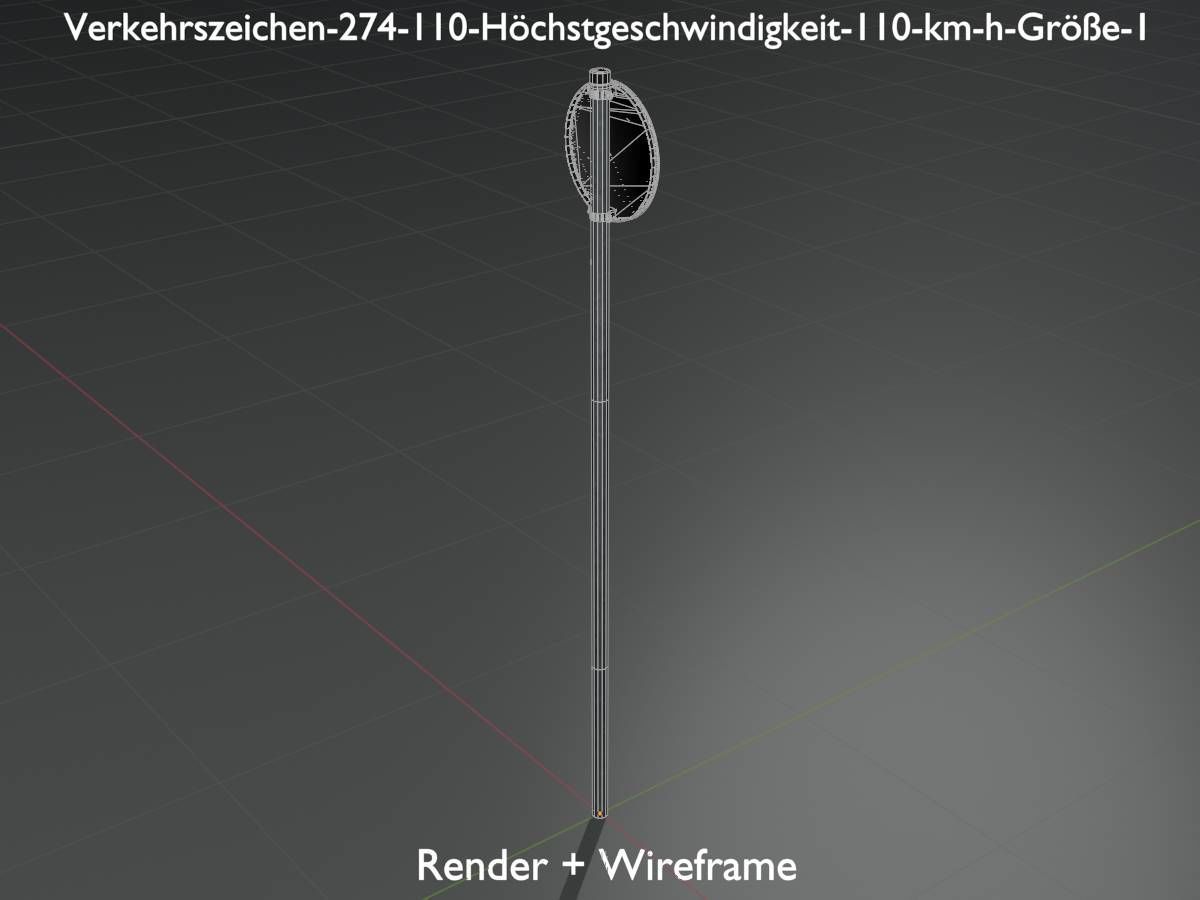 Traffic sign 274-110 Speed limit 110 km h Size 1 Low-poly 3D model_7