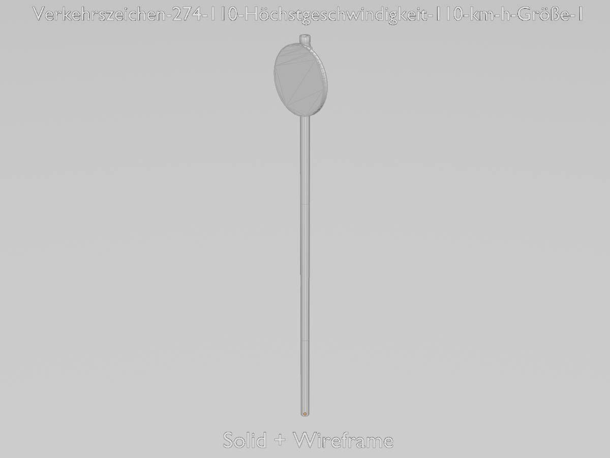 Traffic sign 274-110 Speed limit 110 km h Size 1 Low-poly 3D model_9