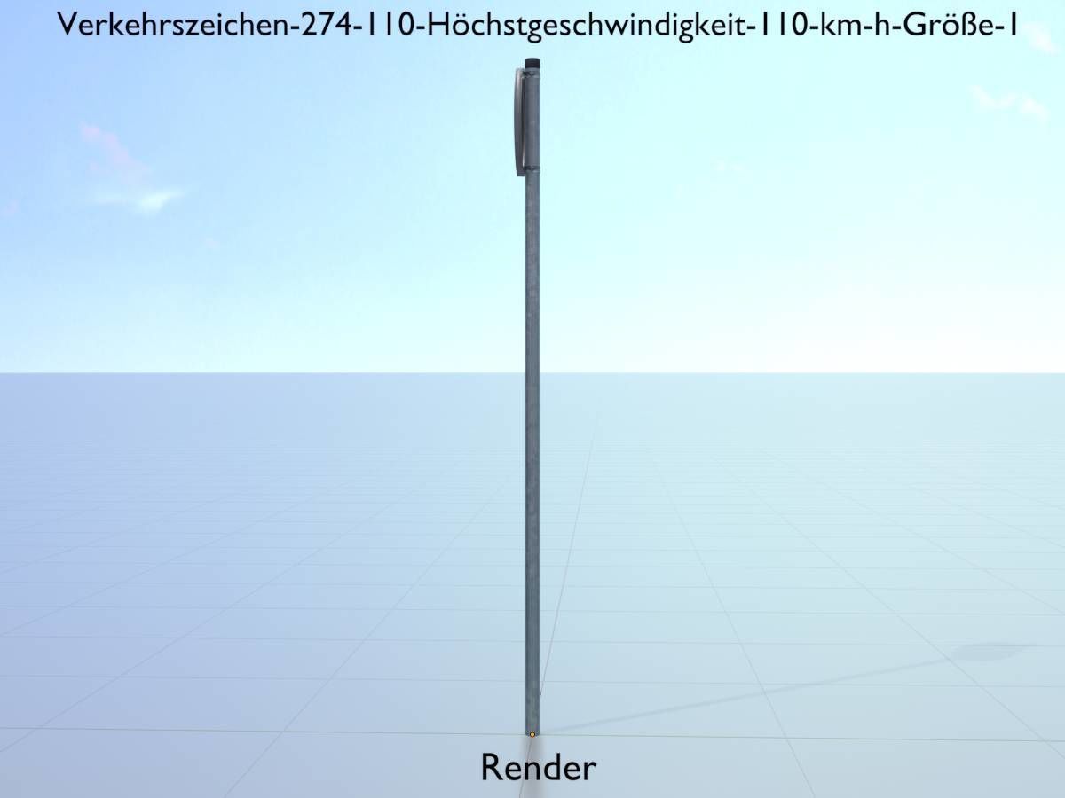 Traffic sign 274-110 Speed limit 110 km h Size 1 Low-poly 3D model_14