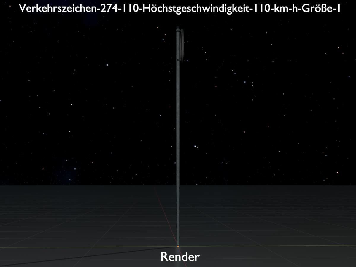 Traffic sign 274-110 Speed limit 110 km h Size 1 Low-poly 3D model_16