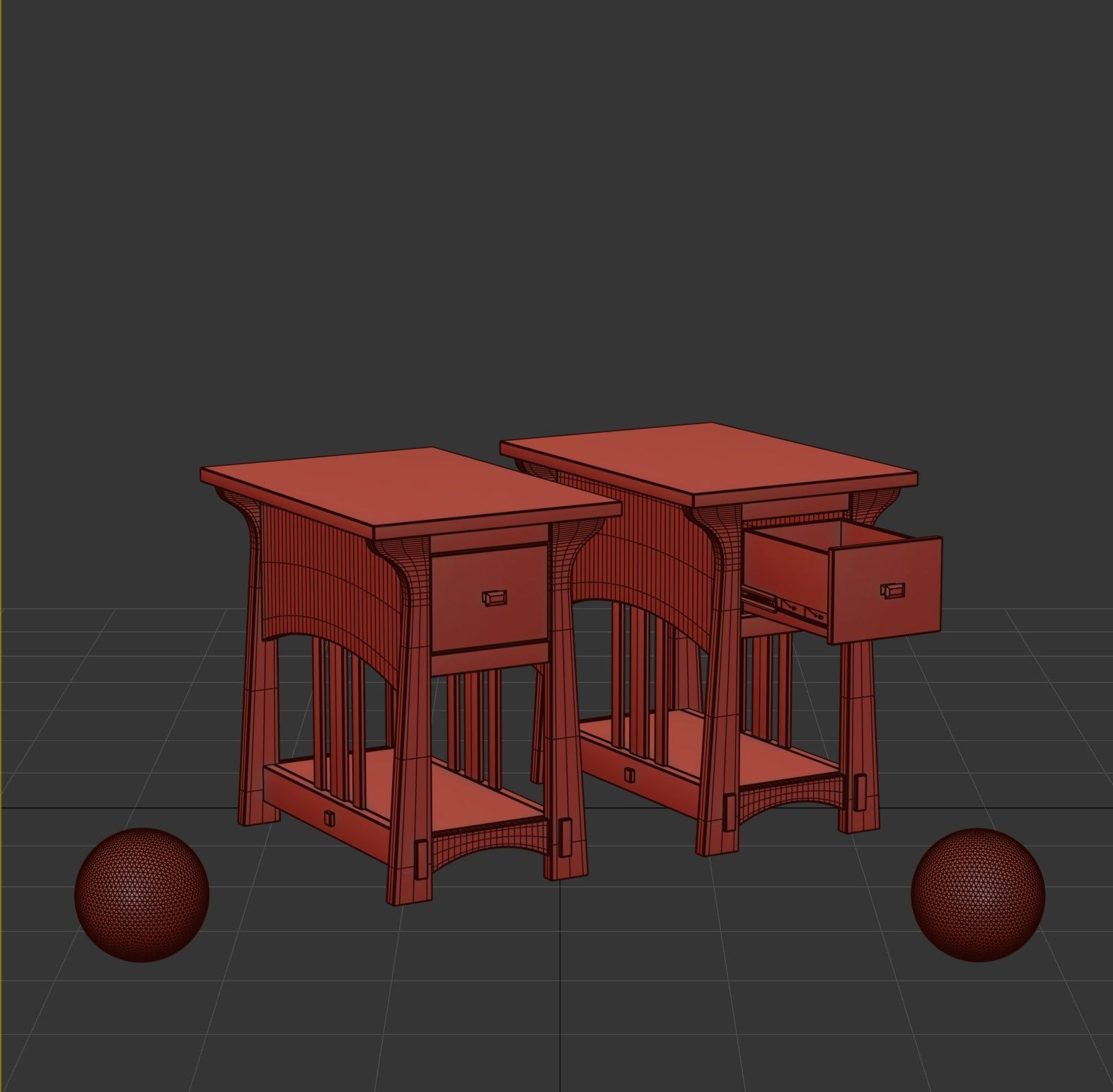 Leick Home Oak Craftsman Mission Style Accent End Table 3D model_4