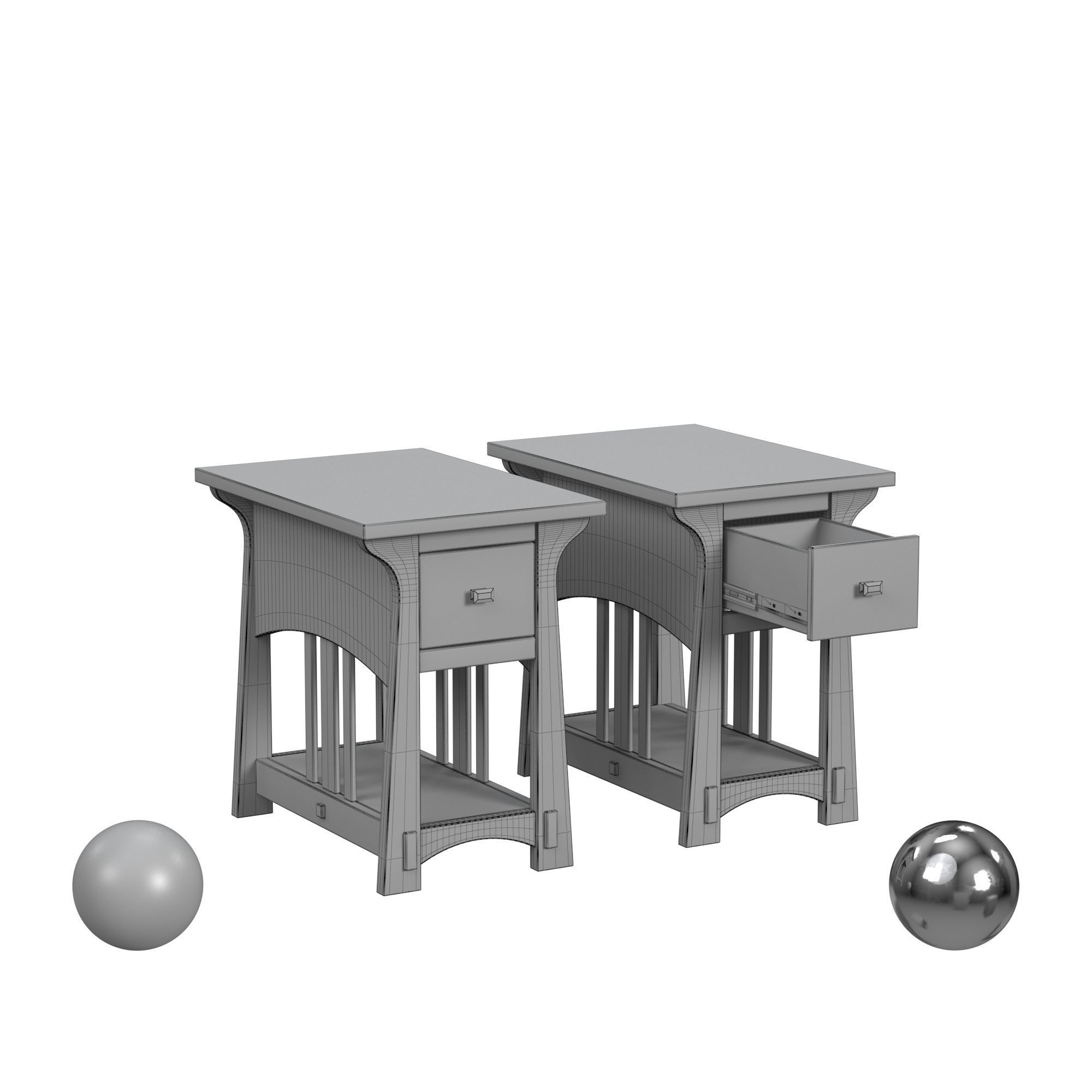 Leick Home Oak Craftsman Mission Style Accent End Table 3D model_2