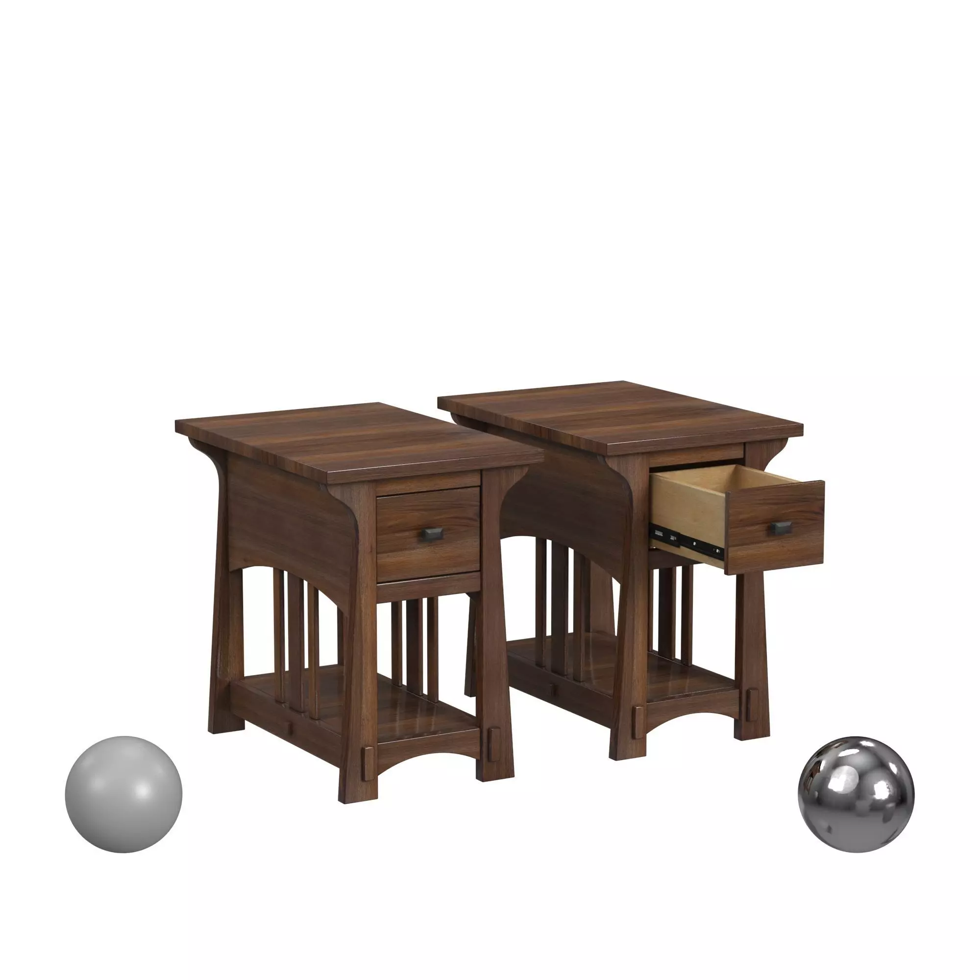 Leick Home Oak Craftsman Mission Style Accent End Table 3D model_0
