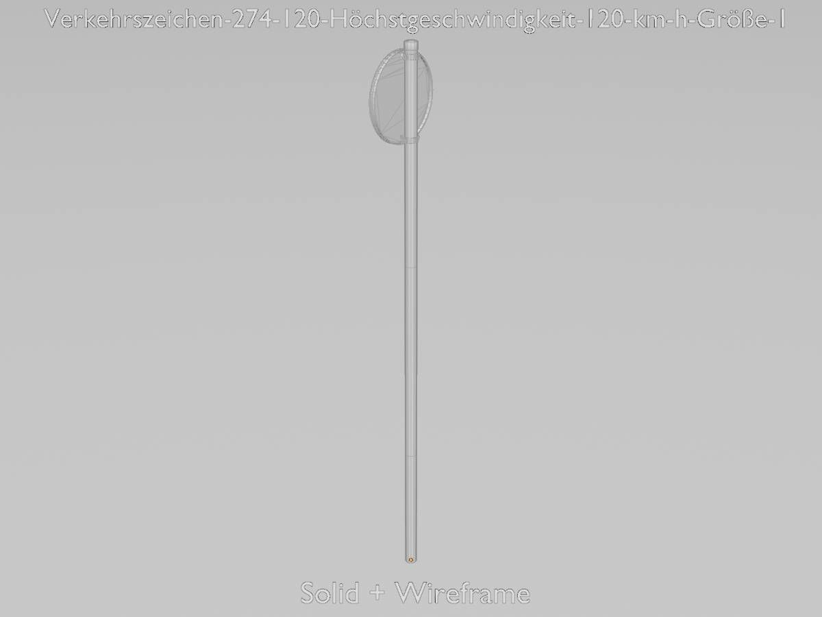 Traffic sign 274-120 Speed limit 120 km h Size 1 Low-poly 3D model_10