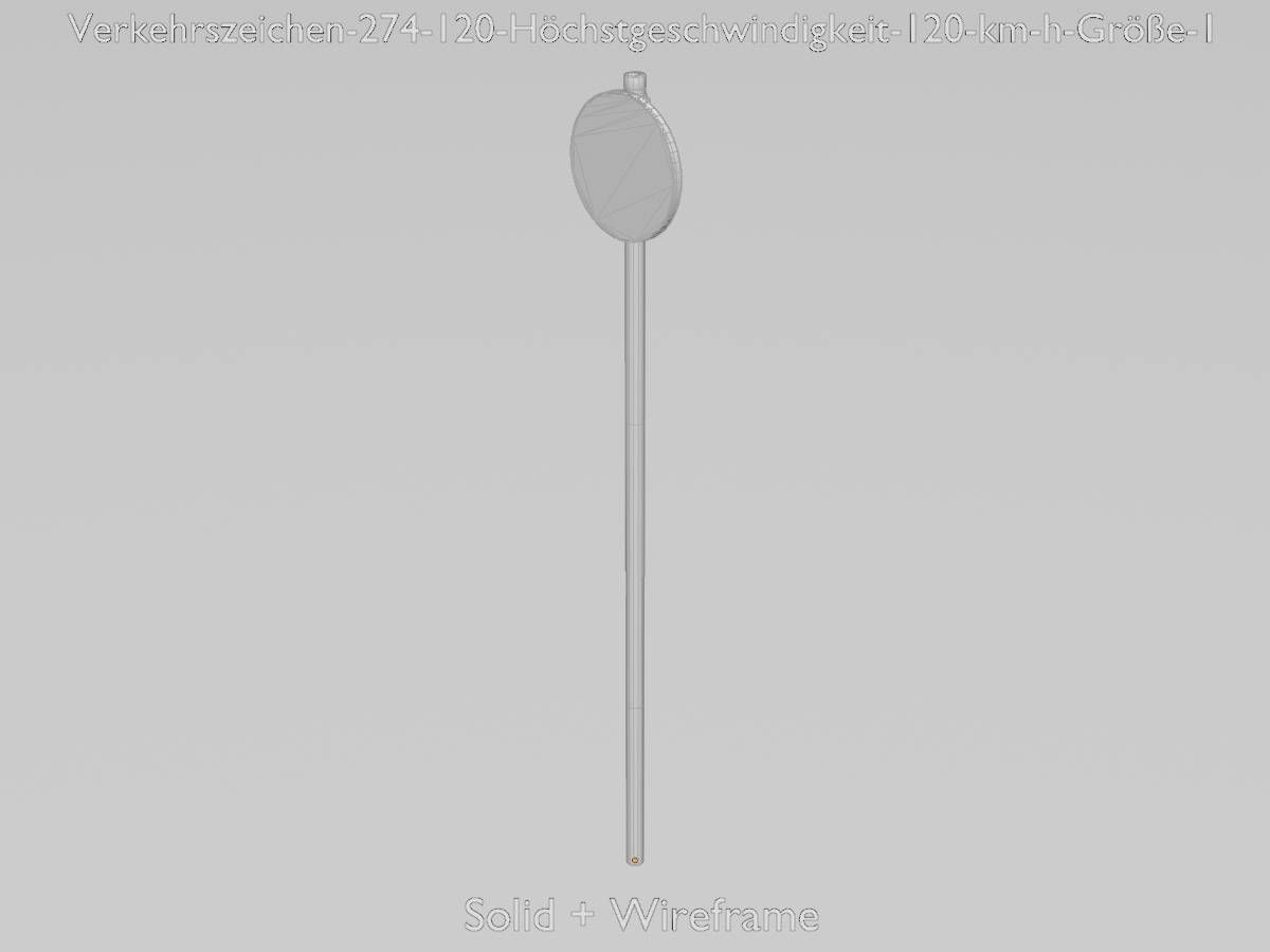 Traffic sign 274-120 Speed limit 120 km h Size 1 Low-poly 3D model_9