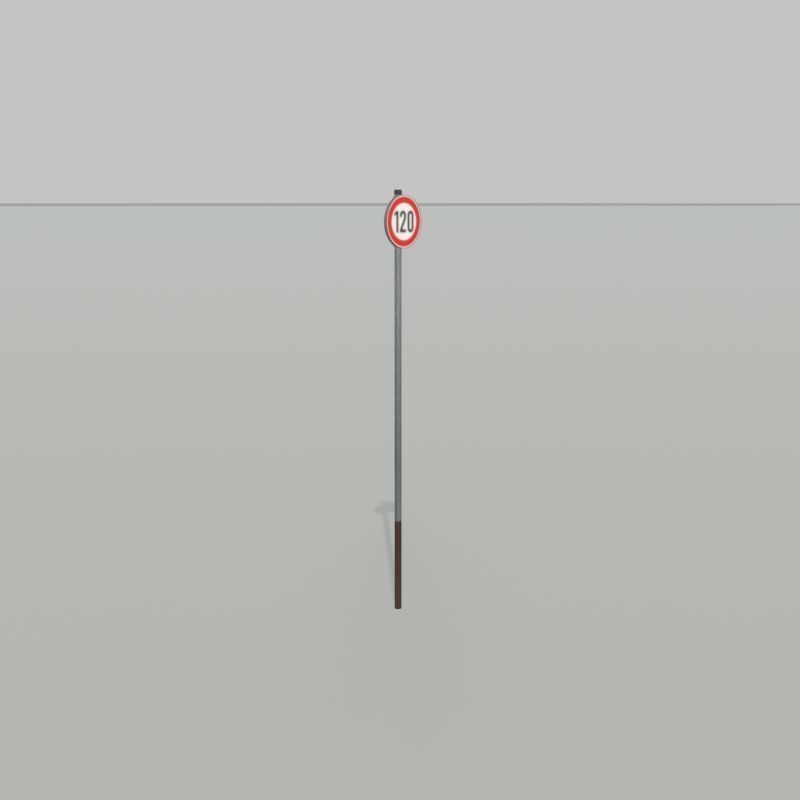 Traffic sign 274-120 Speed limit 120 km h Size 1 Low-poly 3D model_26
