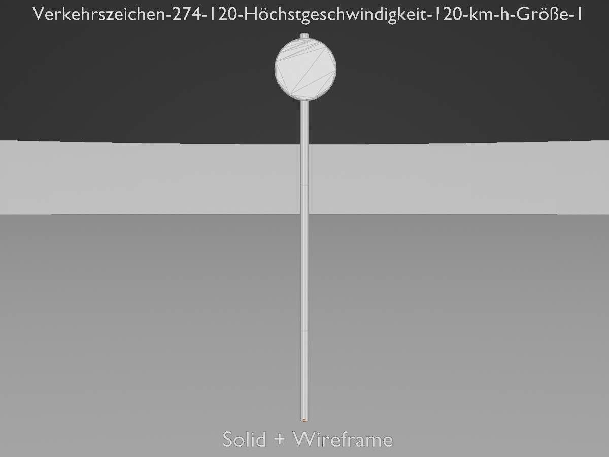 Traffic sign 274-120 Speed limit 120 km h Size 1 Low-poly 3D model_12