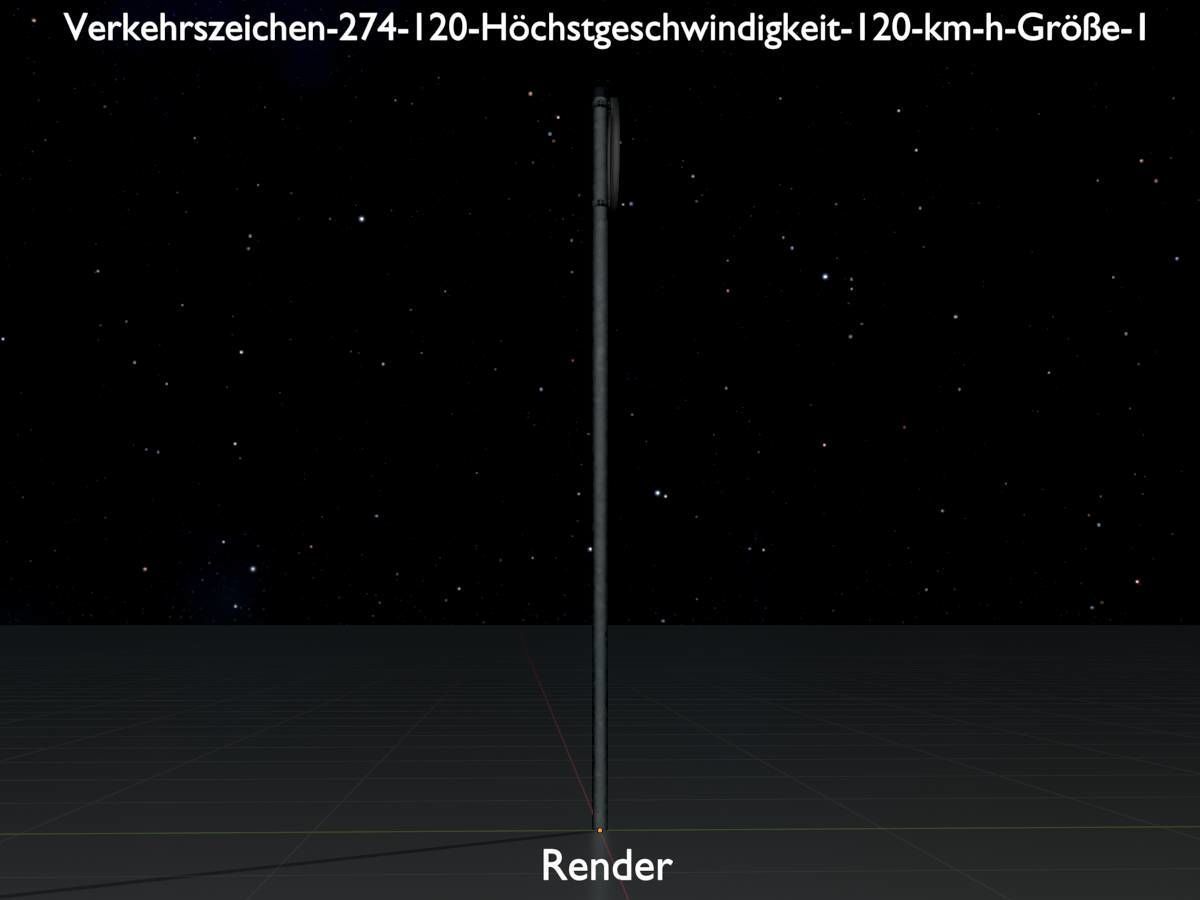 Traffic sign 274-120 Speed limit 120 km h Size 1 Low-poly 3D model_16