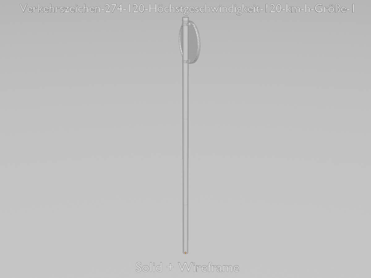 Traffic sign 274-120 Speed limit 120 km h Size 1 Low-poly 3D model_11