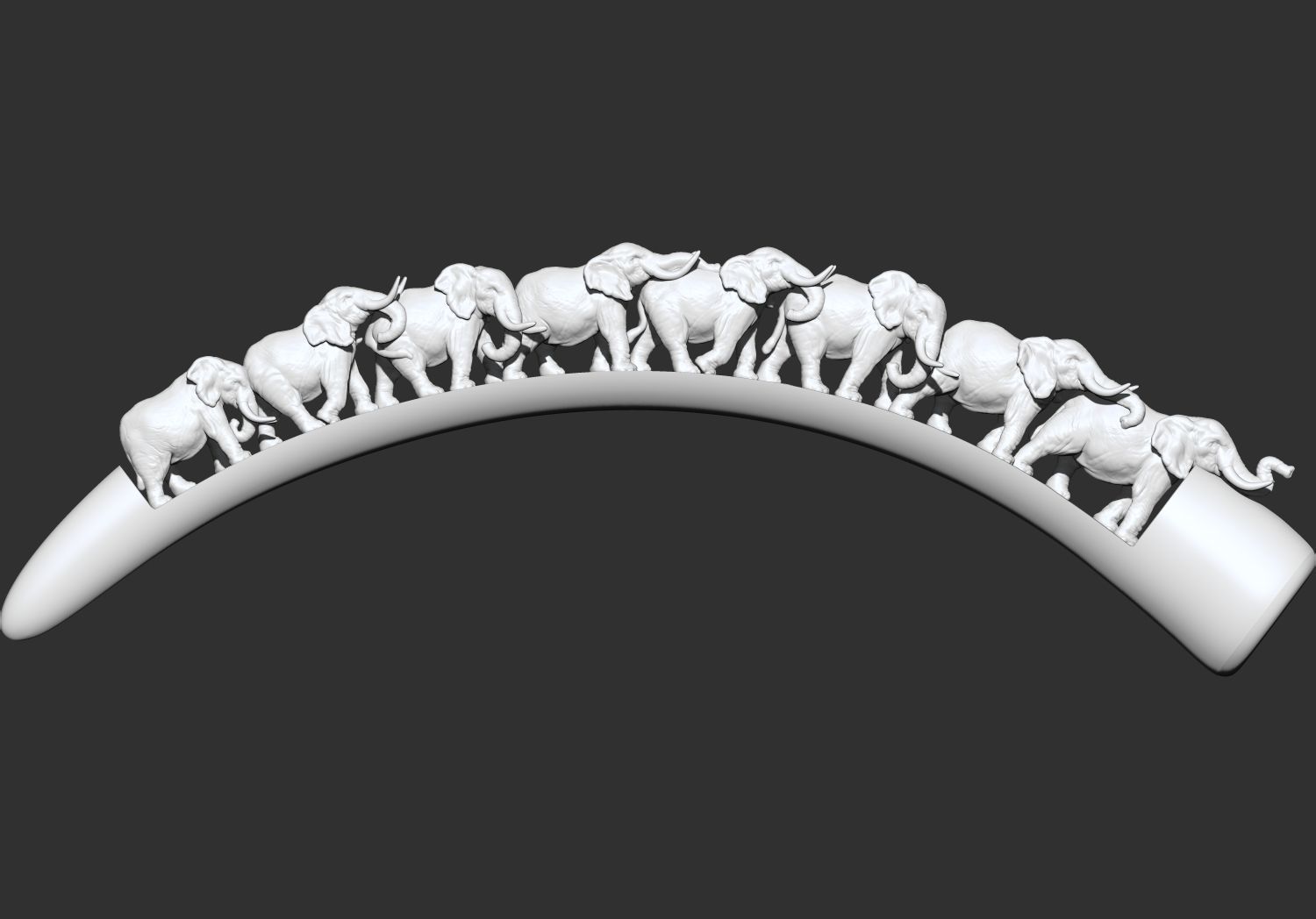 Carved Ivory Elephant Bridge 3d printable model tusk V1 3D print model_7