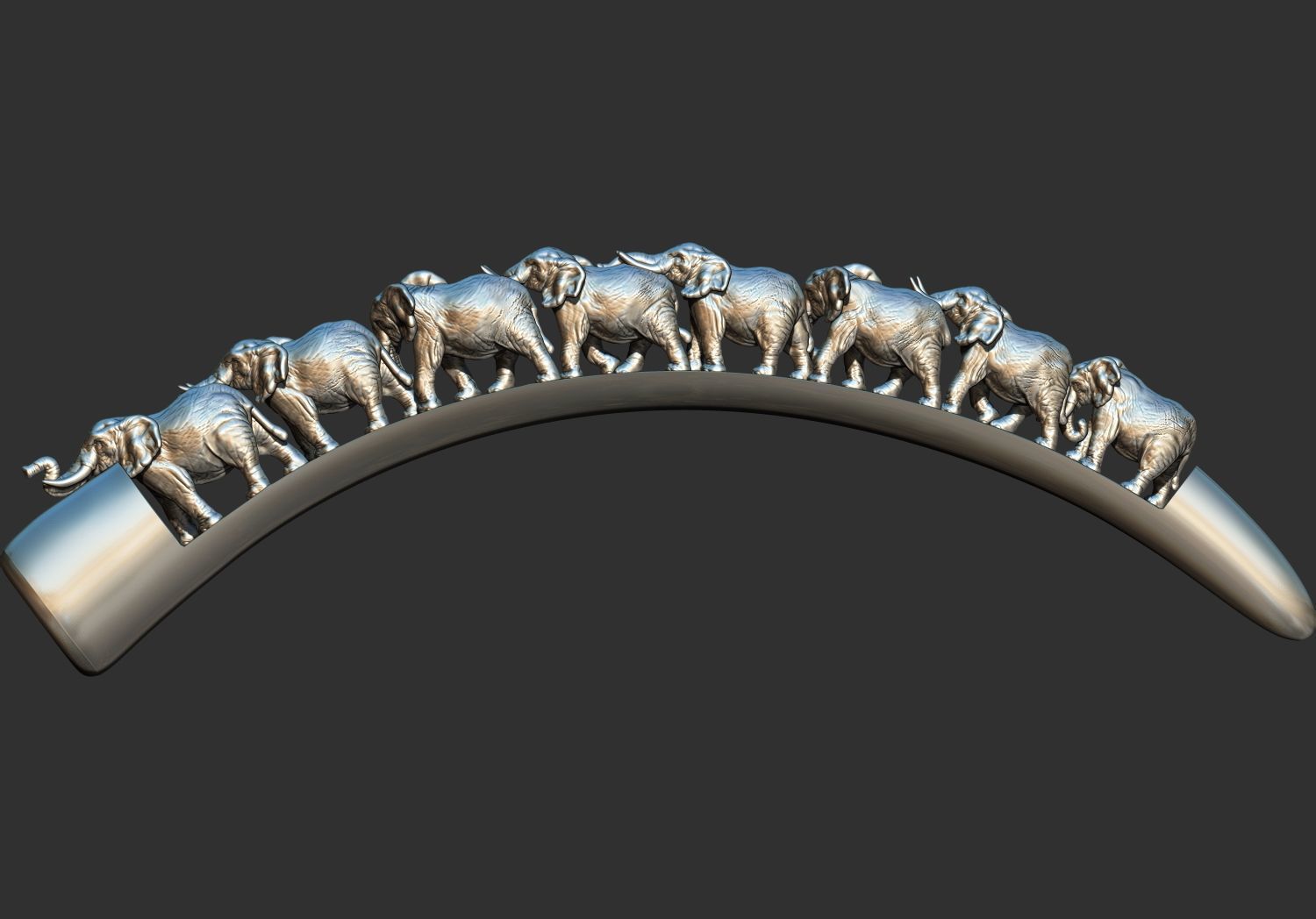 Carved Ivory Elephant Bridge 3d printable model tusk V1 3D print model_2